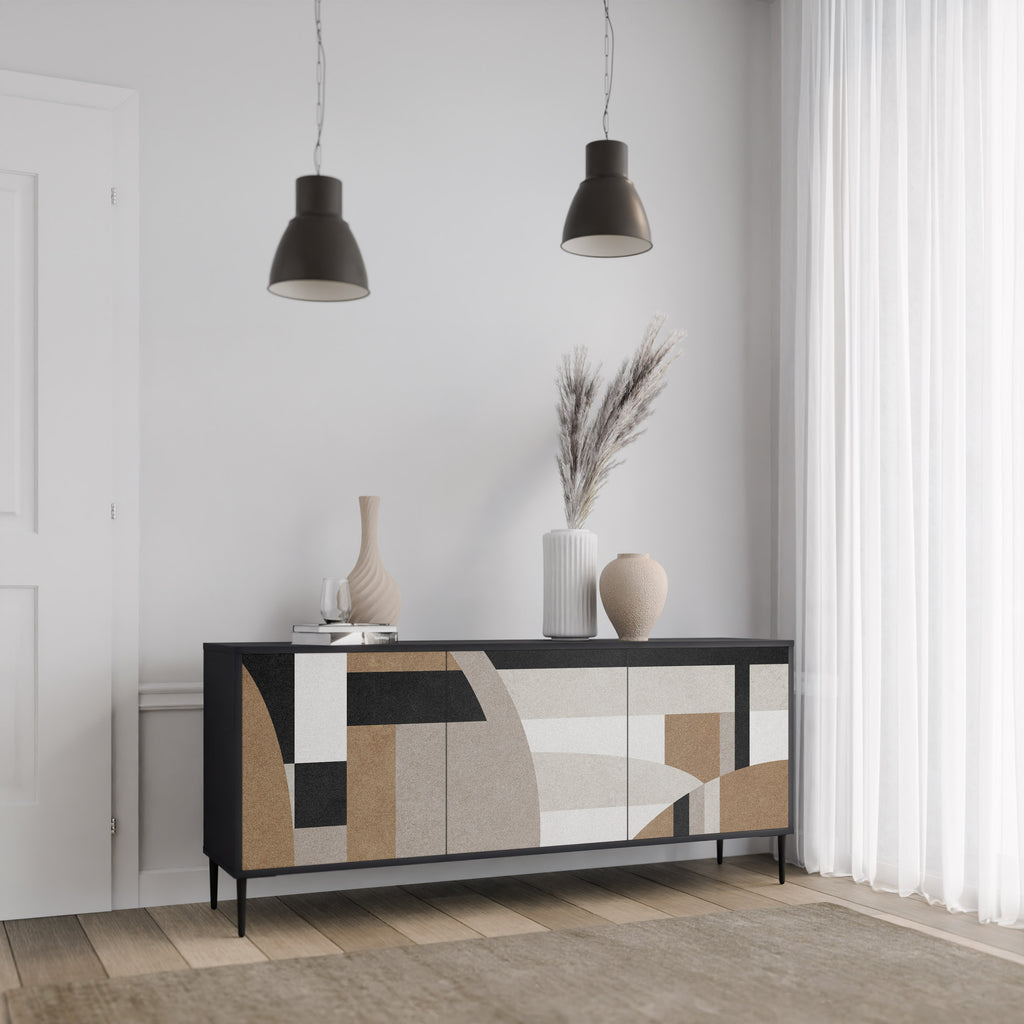 DELICATE MEMENTO 3-Door Sideboard in Black Finish