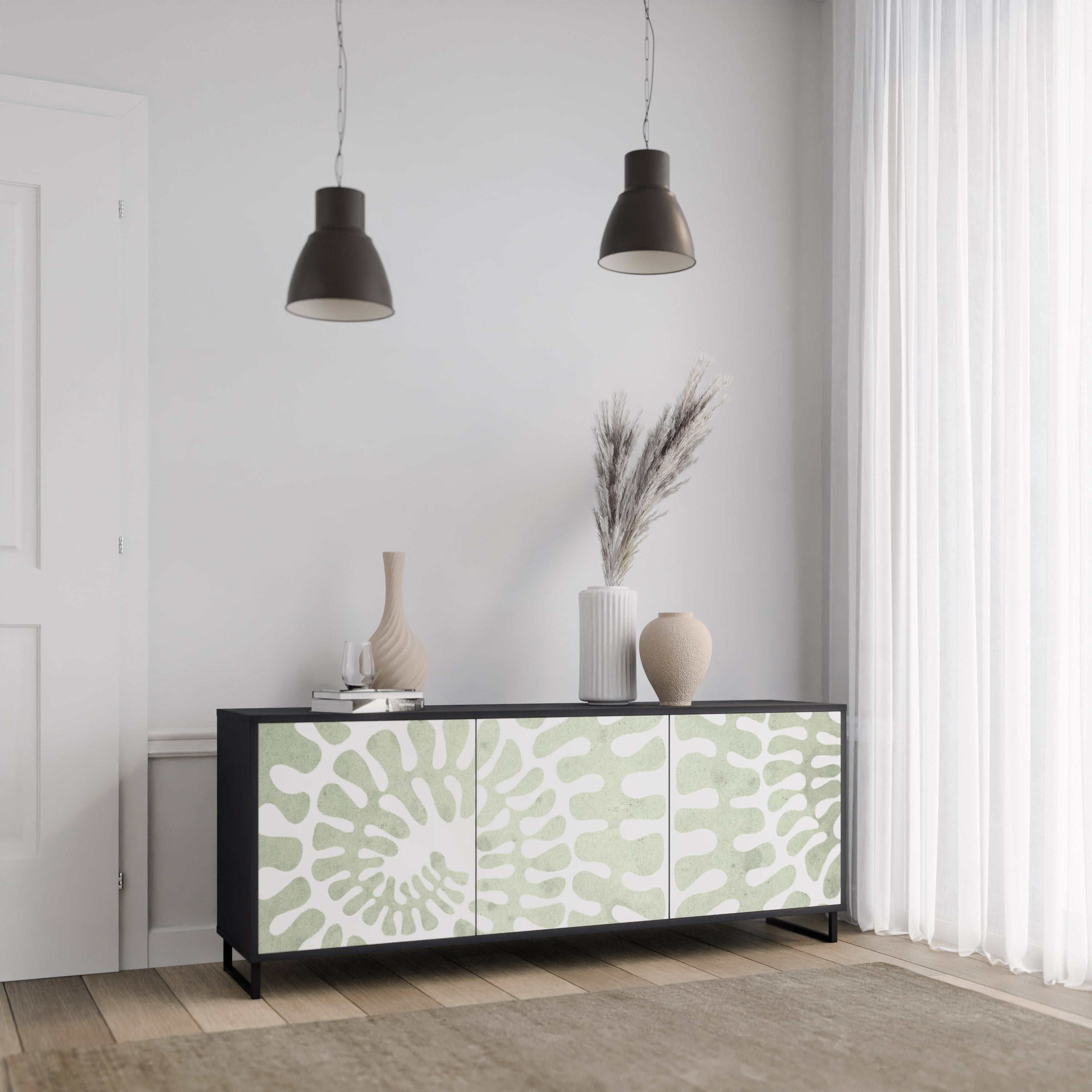 HELIX DANCE 3-Door Sideboard in Black Finish