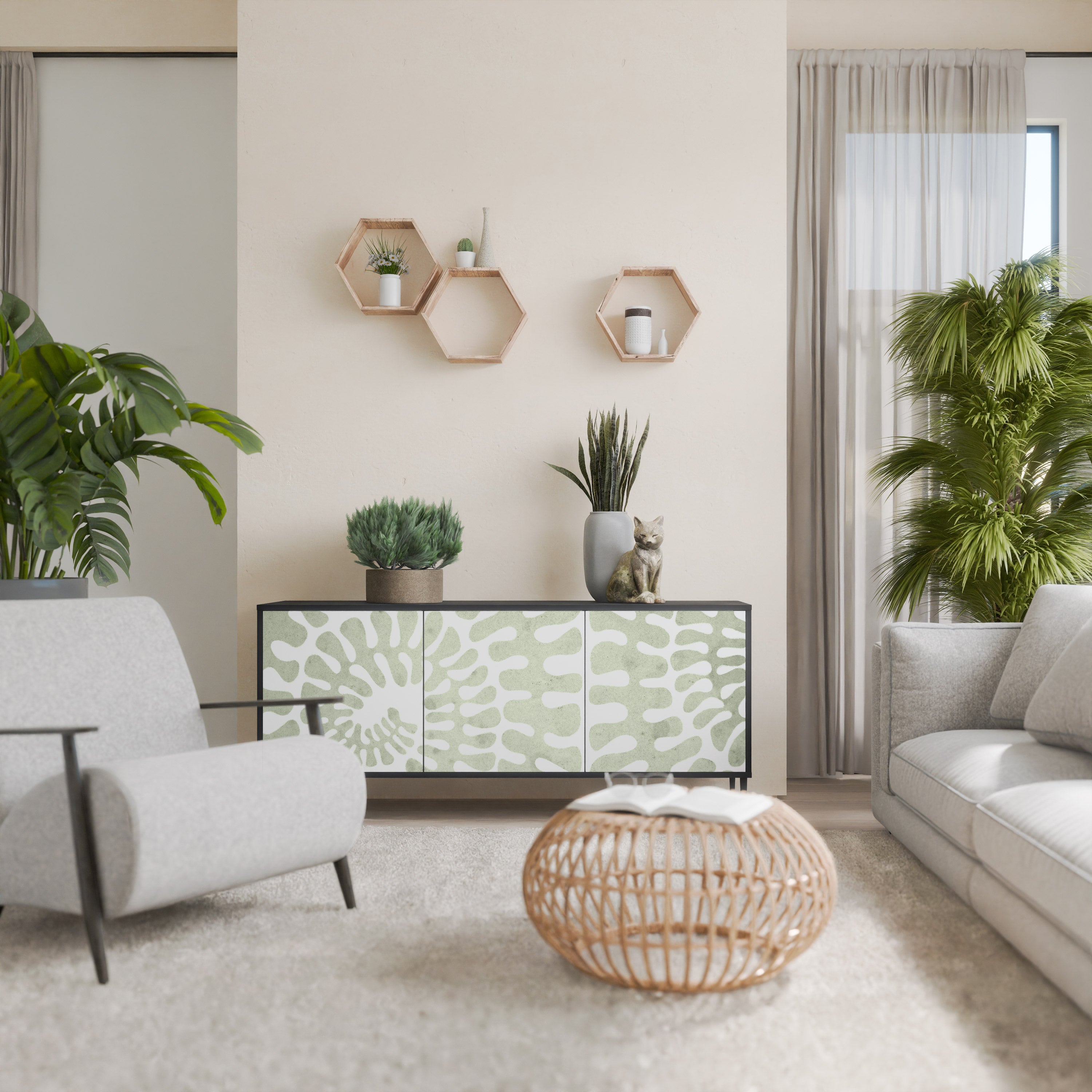 HELIX DANCE 3-Door Sideboard in Black Finish