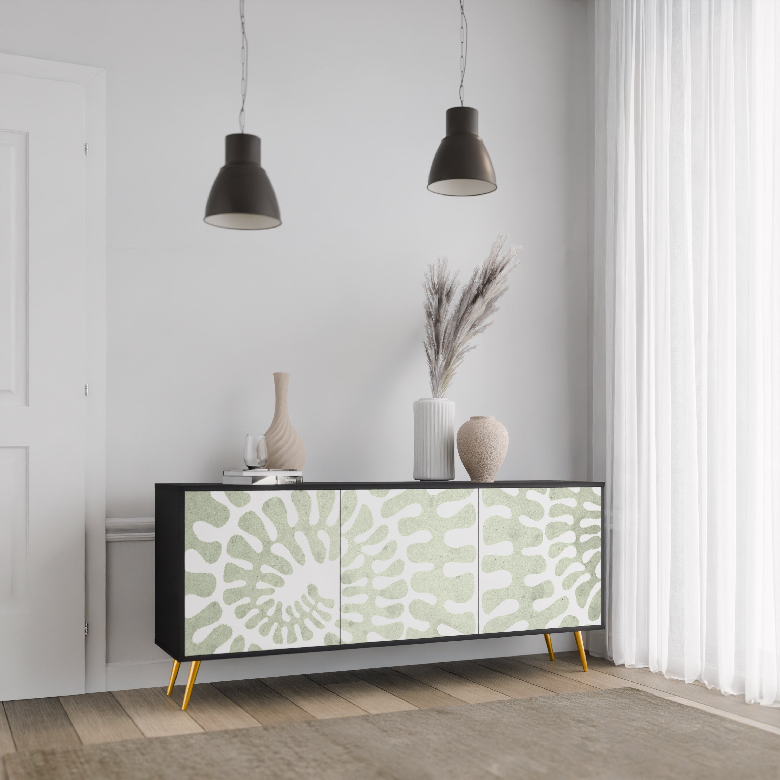 HELIX DANCE 3-Door Sideboard in Black Finish
