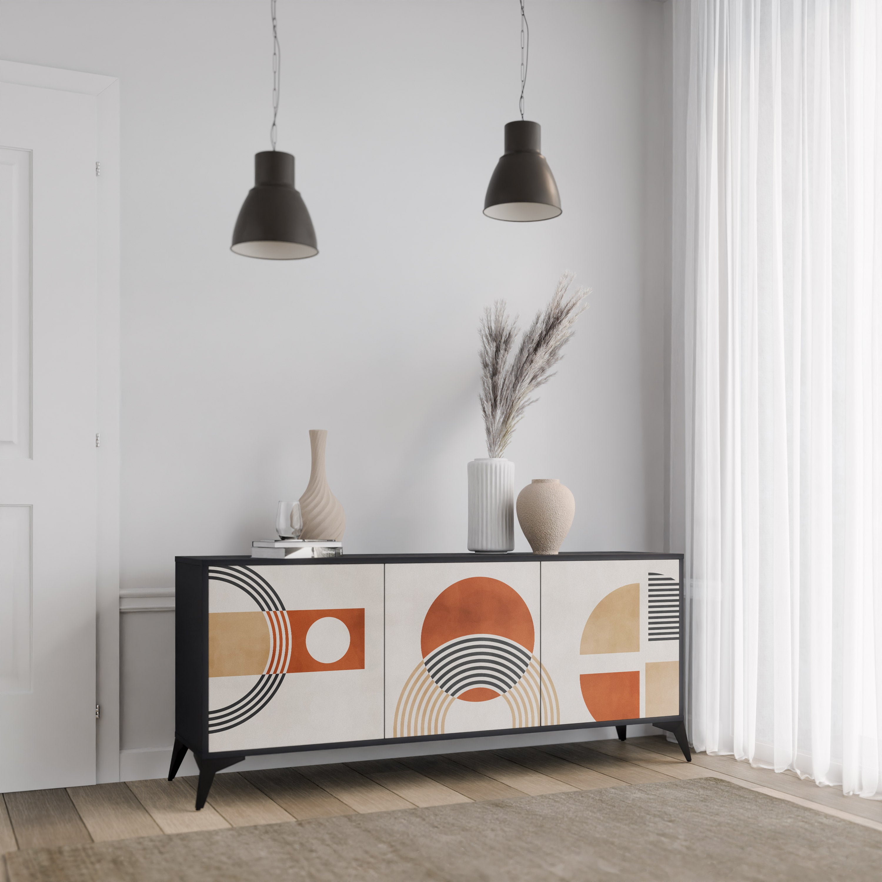 SPACE AROUND 3-Door Sideboard in Black Finish