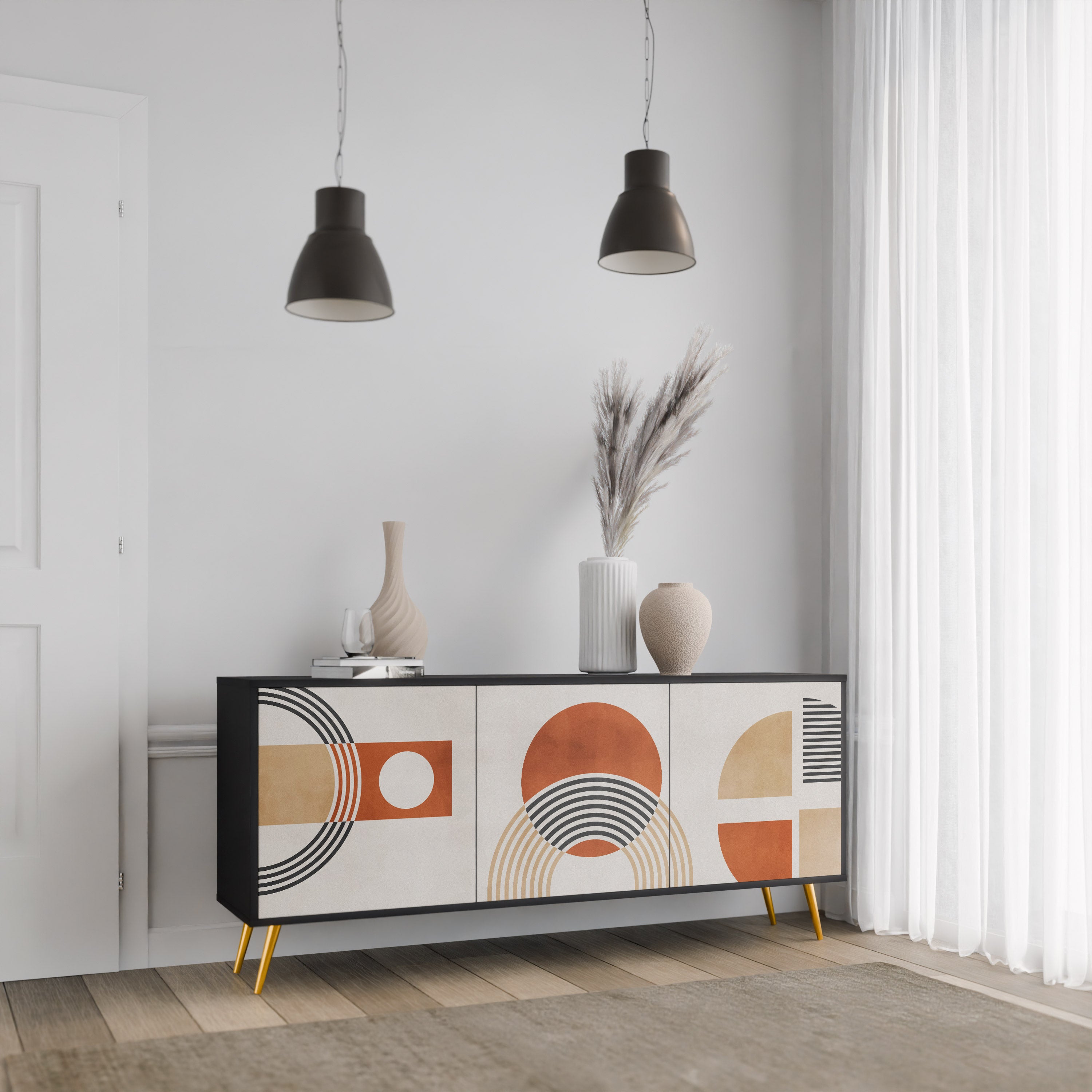 SPACE AROUND 3-Door Sideboard in Black Finish