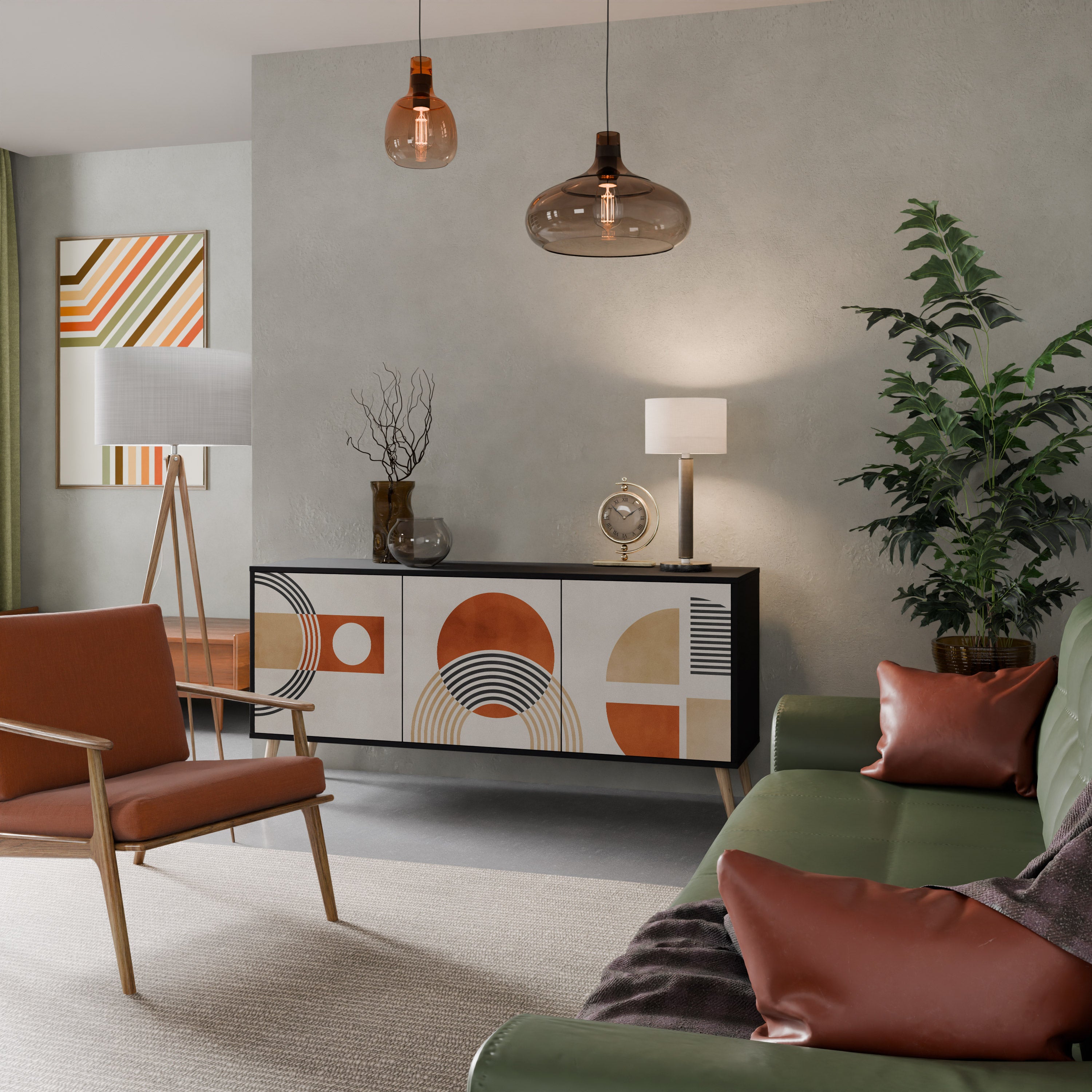 SPACE AROUND 3-Door Sideboard in Black Finish