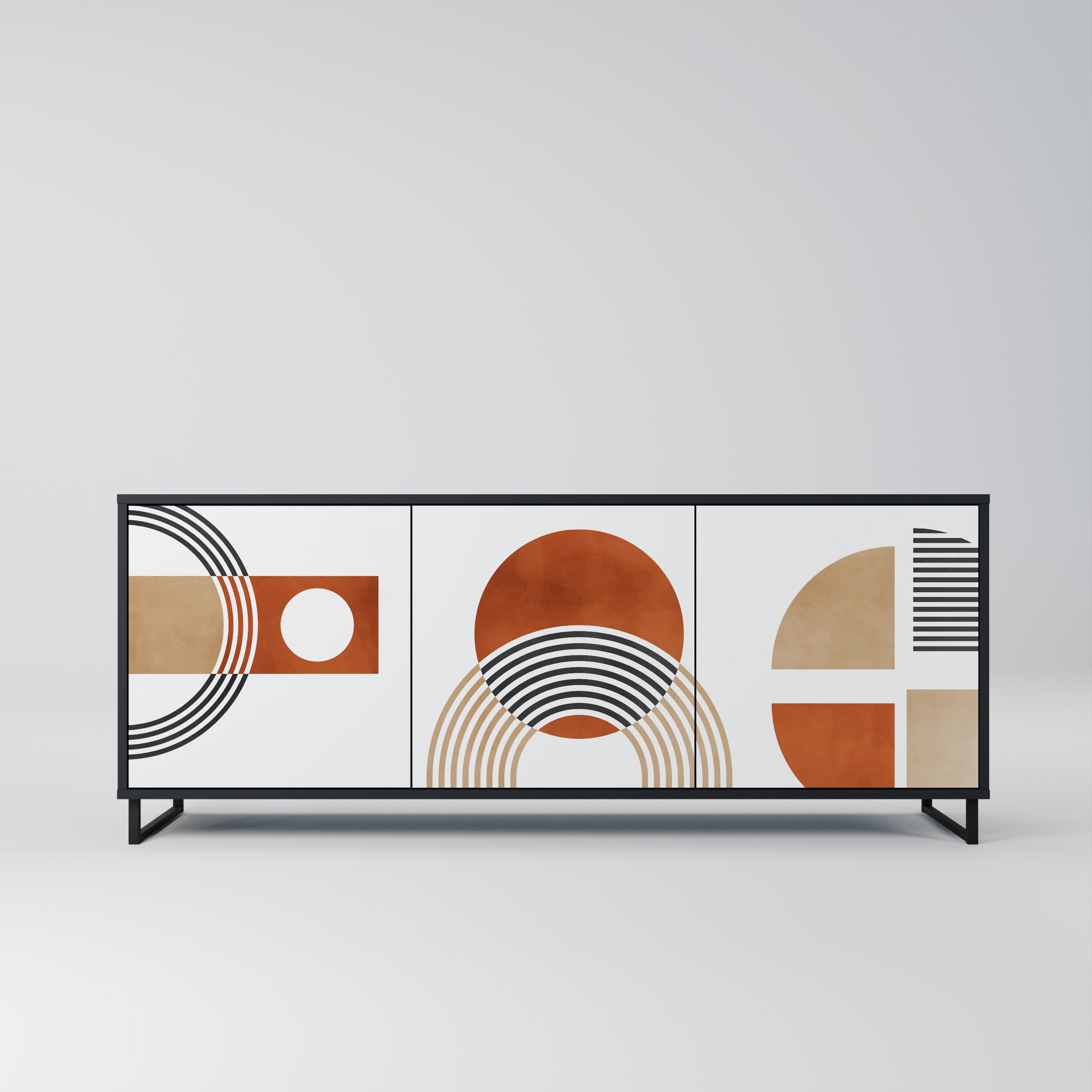 CIRCLE RHYTM 3-Door Sideboard in Black Finish