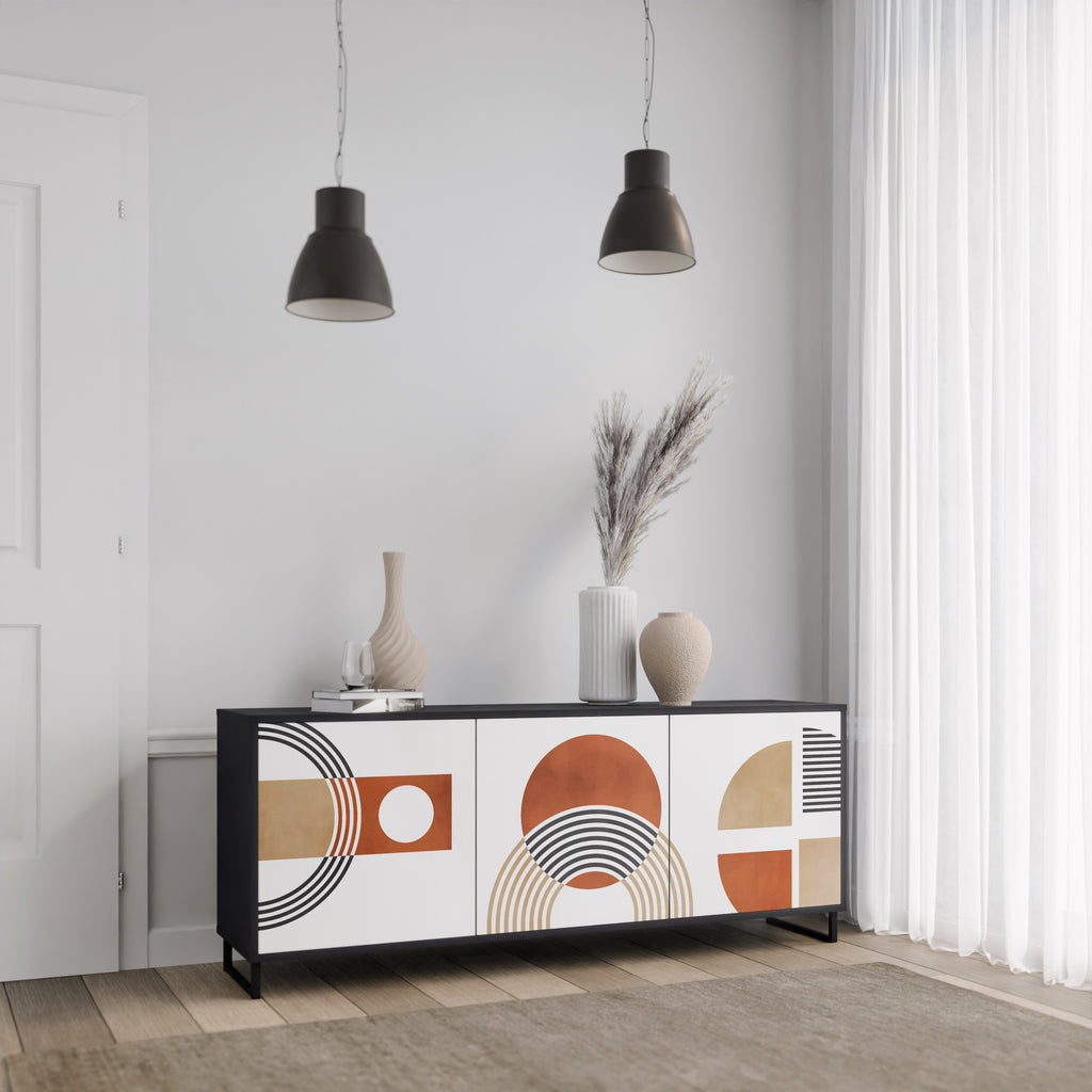 CIRCLE RHYTM 3-Door Sideboard in Black Finish