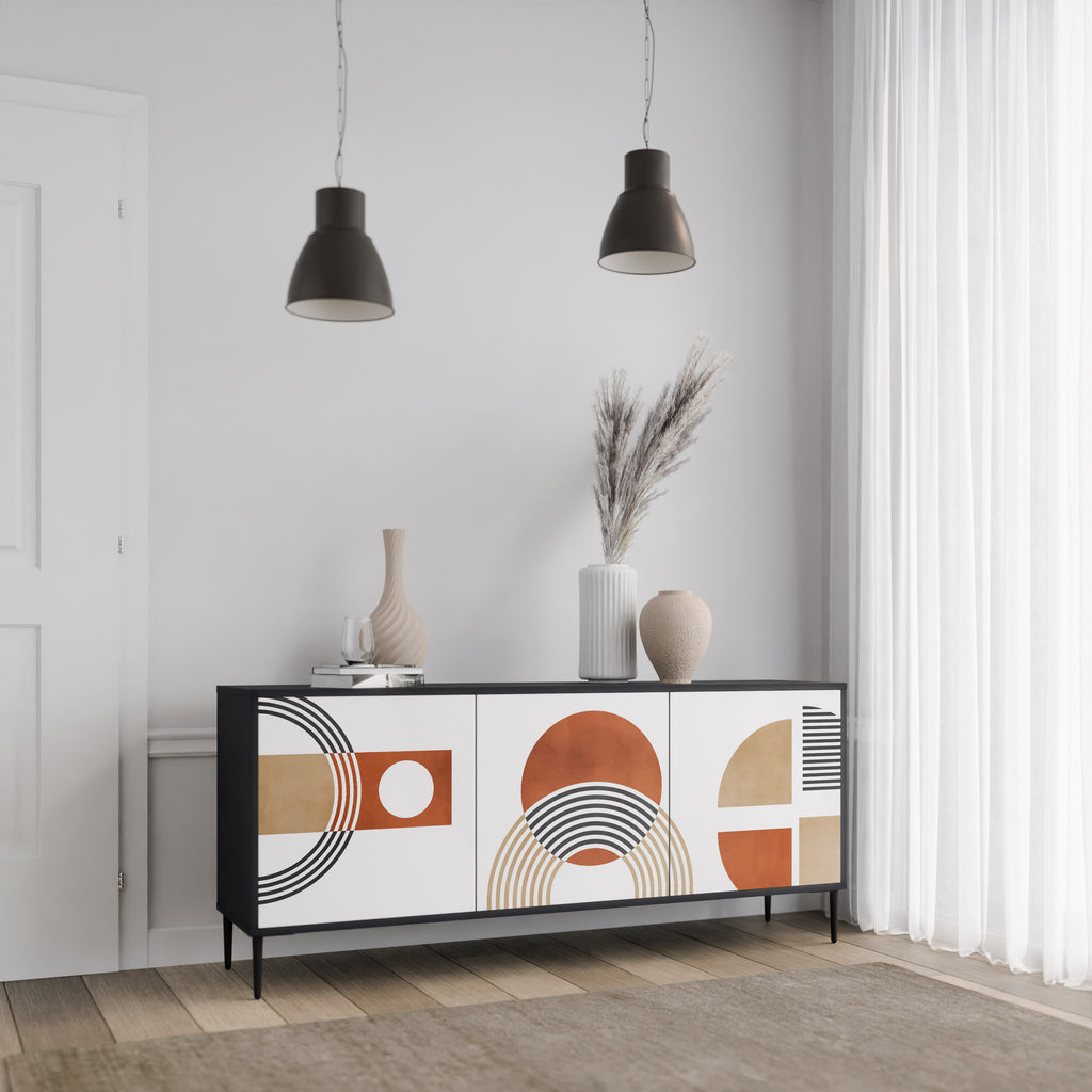 CIRCLE RHYTM 3-Door Sideboard in Black Finish