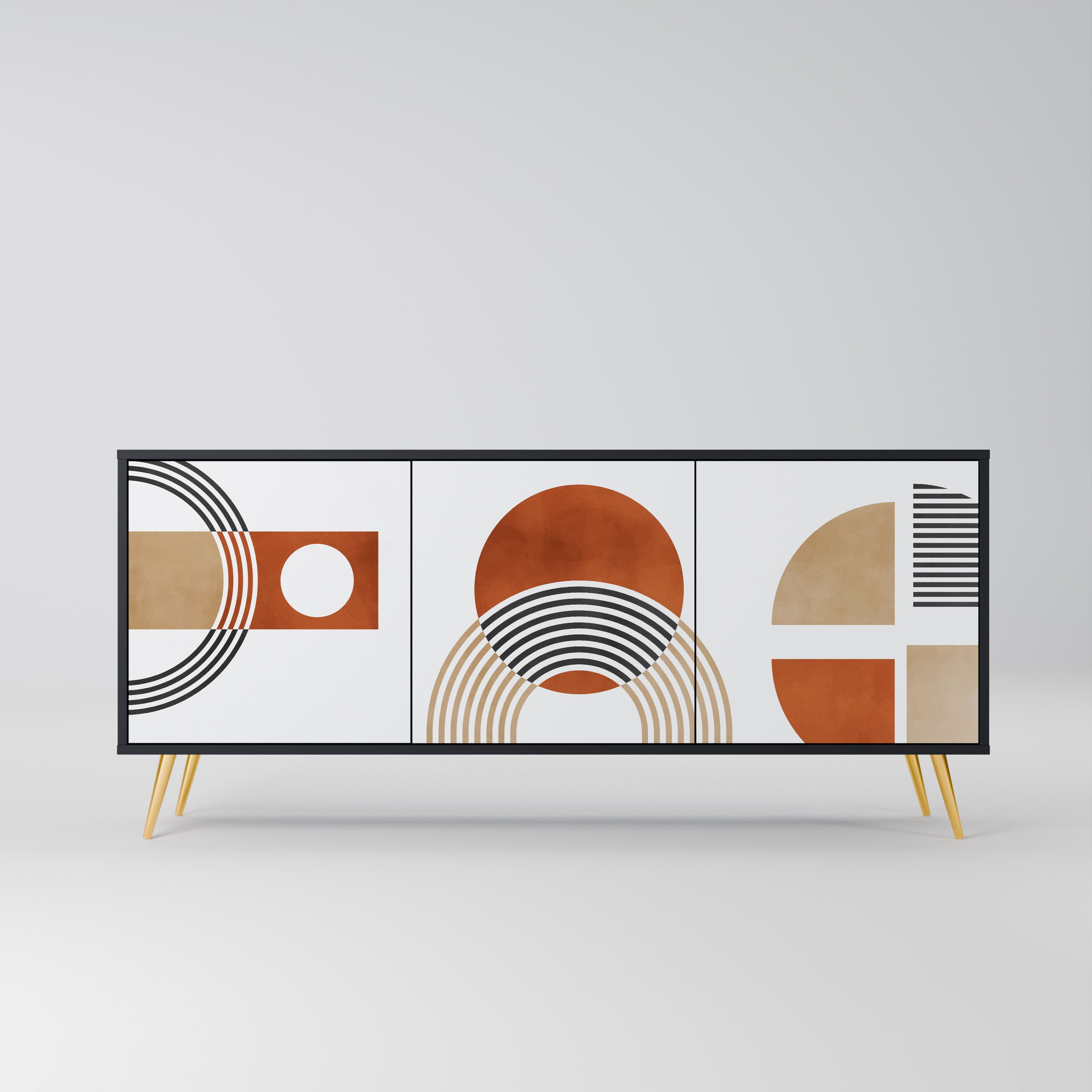 CIRCLE RHYTM 3-Door Sideboard in Black Finish