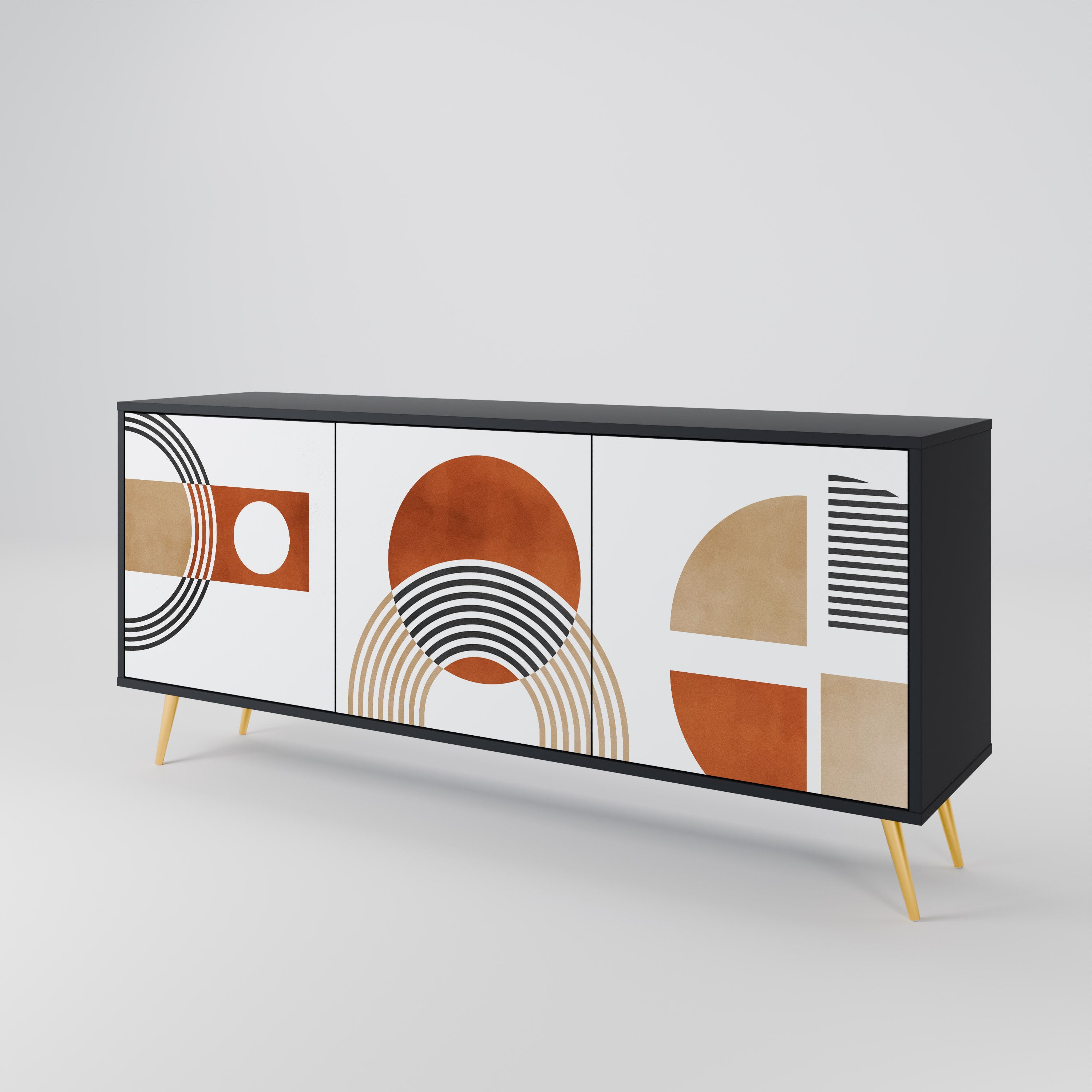 CIRCLE RHYTM 3-Door Sideboard in Black Finish