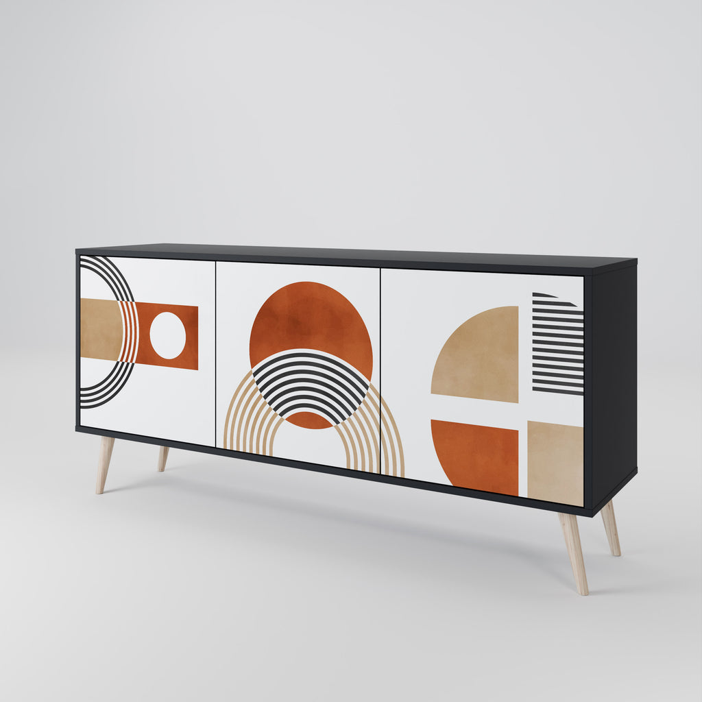 CIRCLE RHYTM 3-Door Sideboard in Black Finish