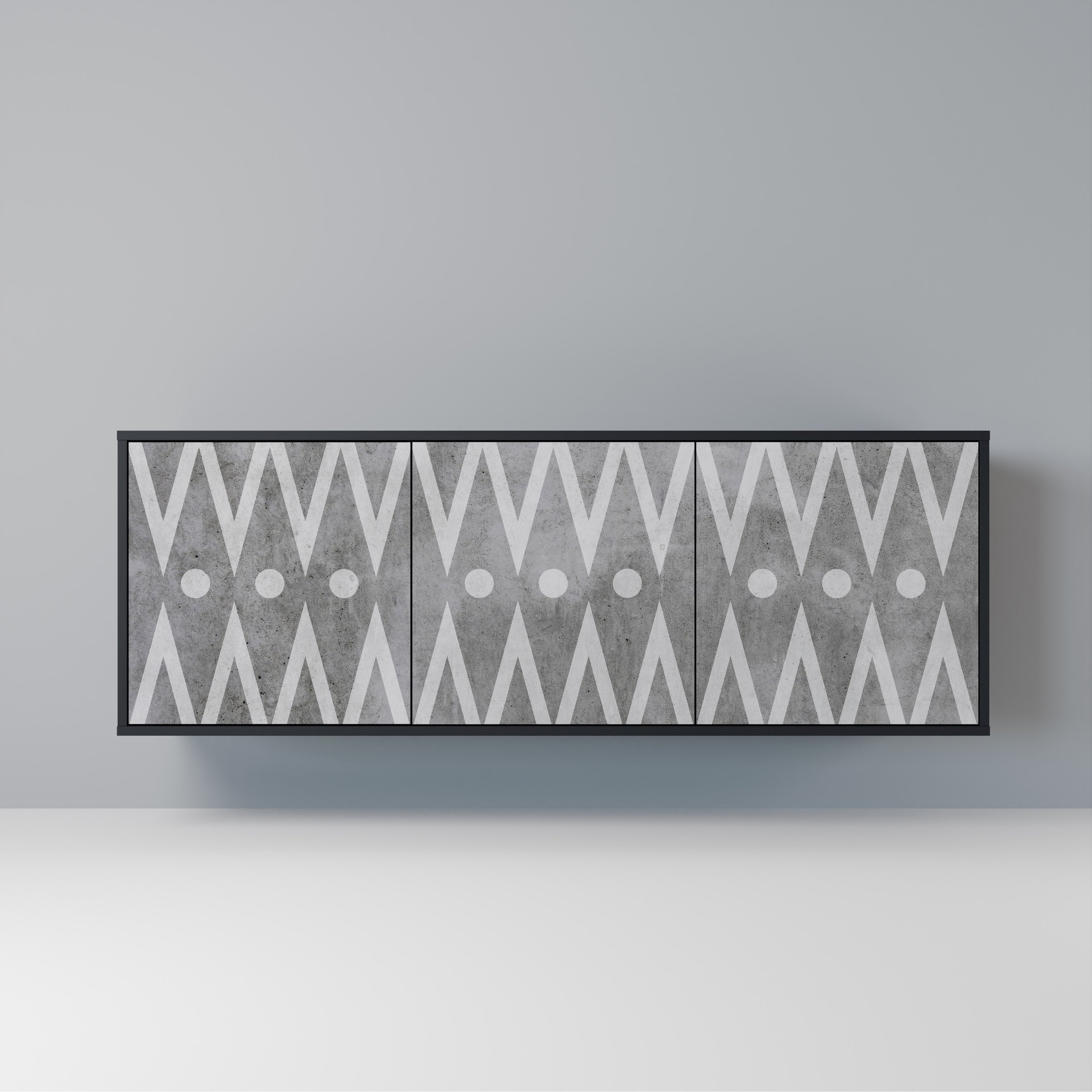 SHARP EDGES 3-Door Sideboard in Black Finish