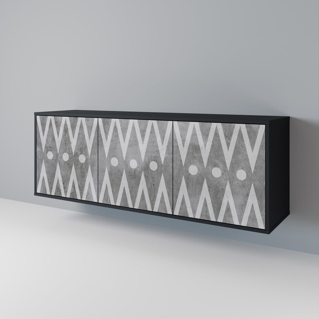 SHARP EDGES 3-Door Sideboard in Black Finish