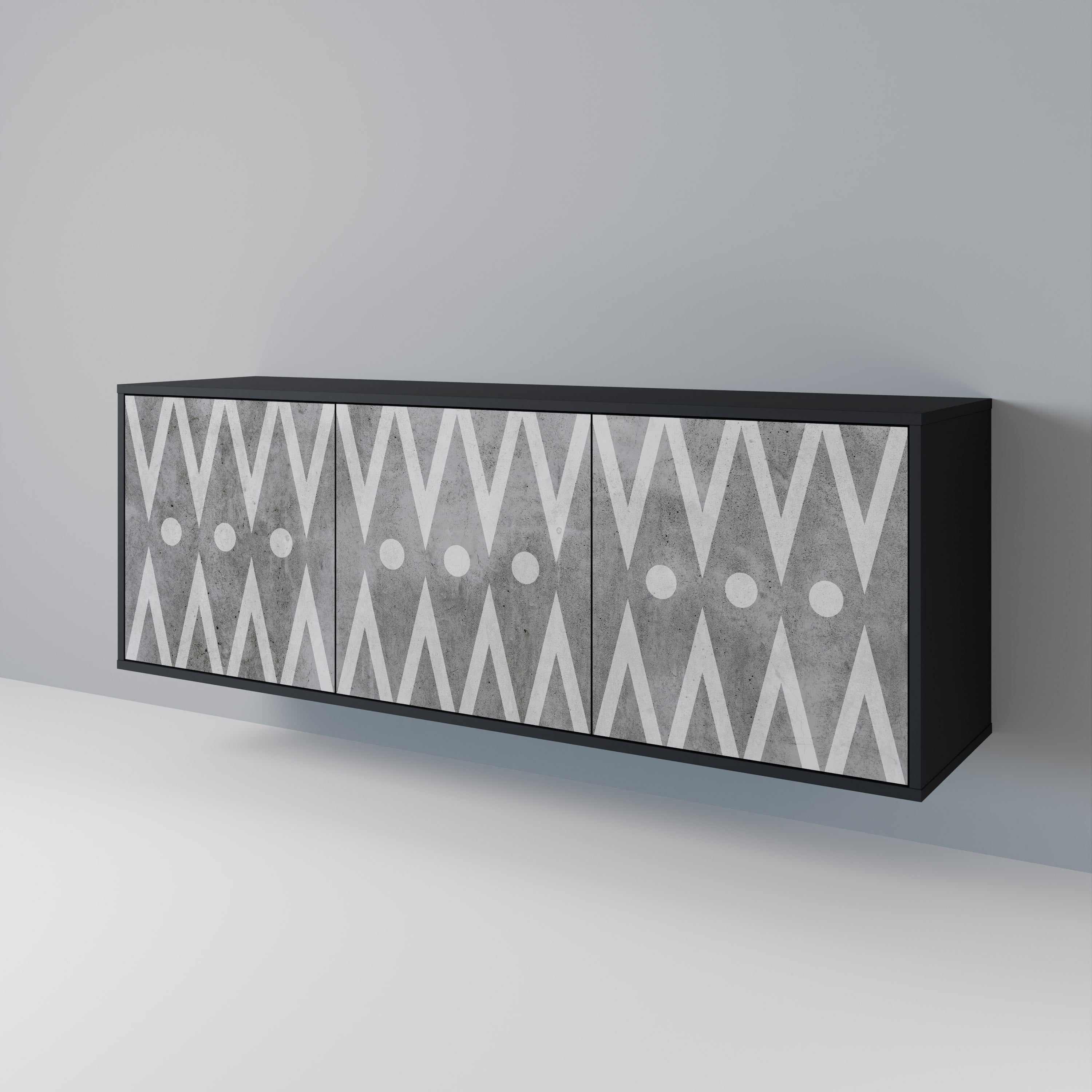 SHARP EDGES 3-Door Sideboard in Black Finish