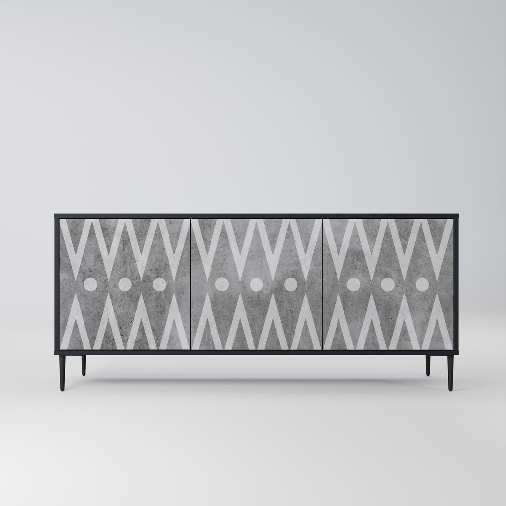 SHARP EDGES 3-Door Sideboard in Black Finish