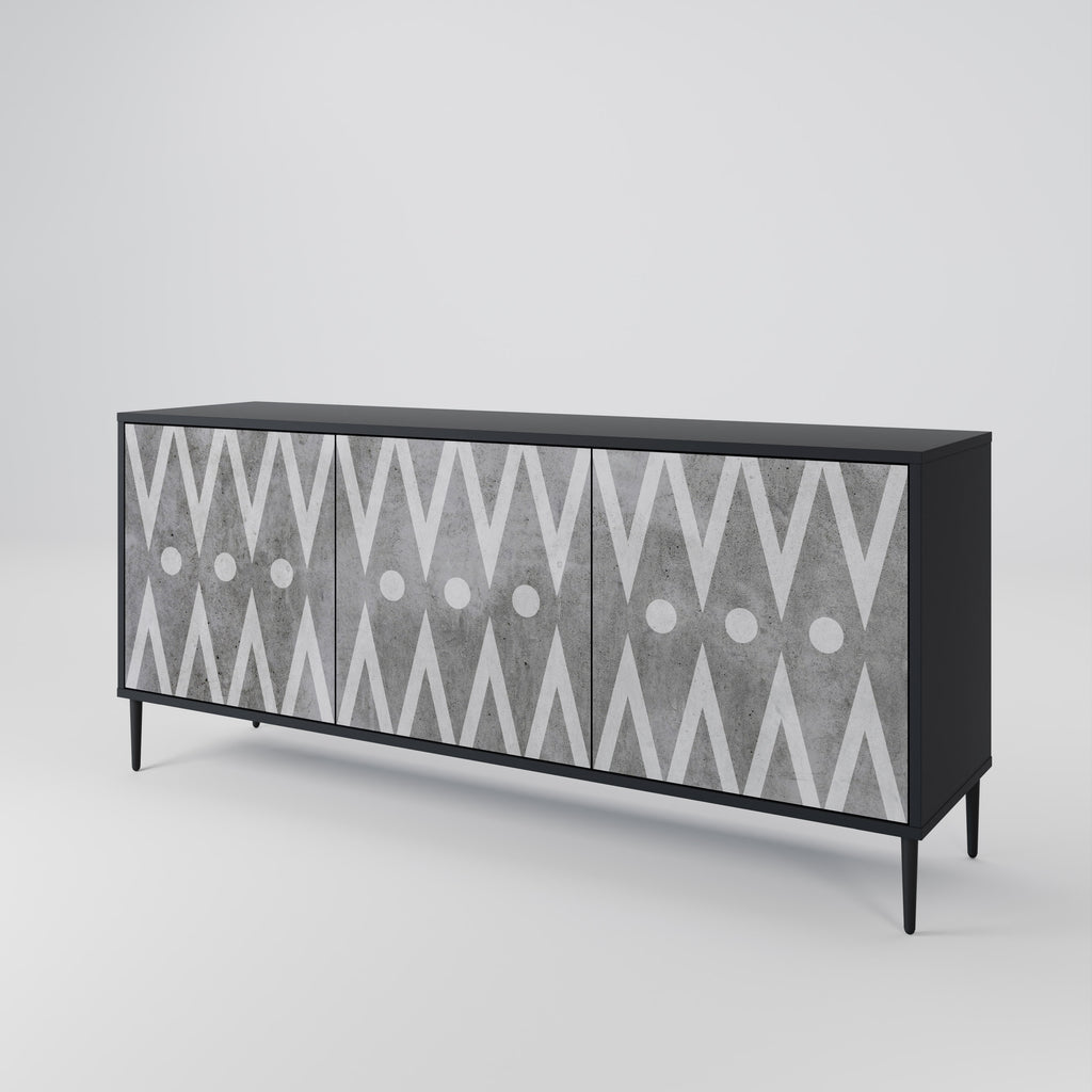 SHARP EDGES 3-Door Sideboard in Black Finish