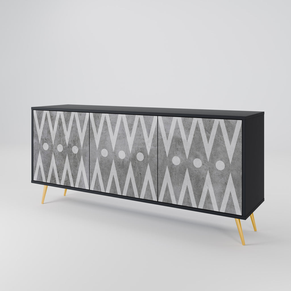 SHARP EDGES 3-Door Sideboard in Black Finish