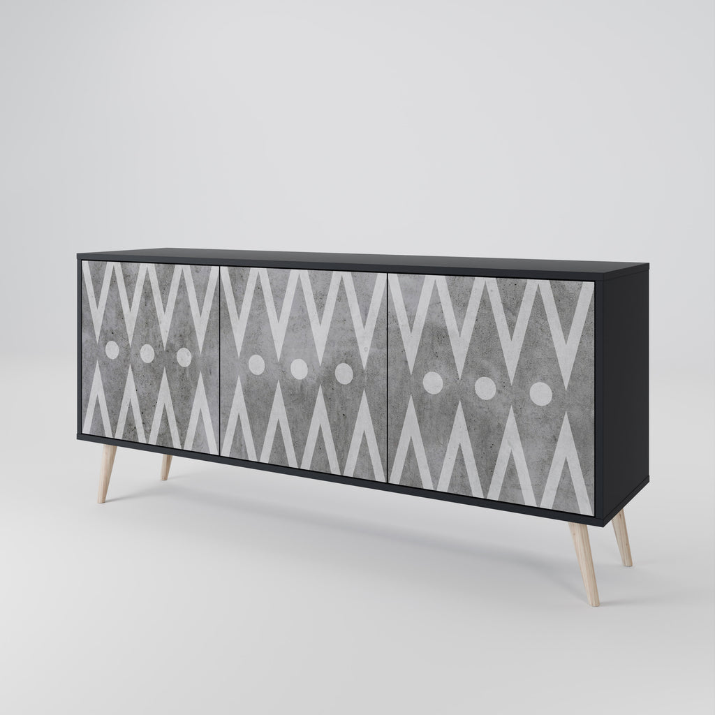 SHARP EDGES 3-Door Sideboard in Black Finish