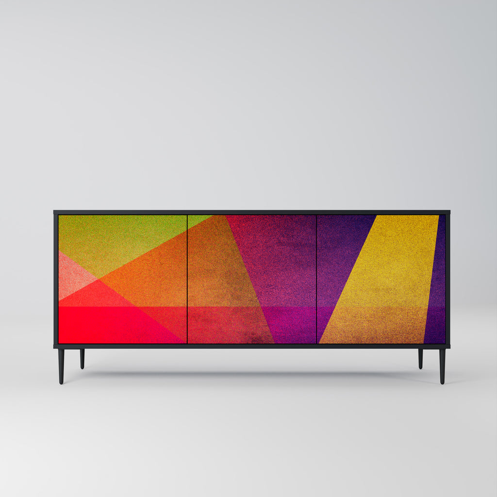 VIVID GEOMETRY 3-Door Sideboard in Black Finish