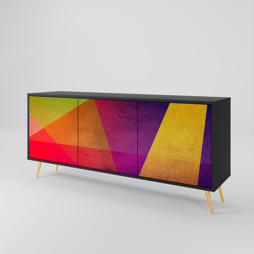 VIVID GEOMETRY 3-Door Sideboard in Black Finish