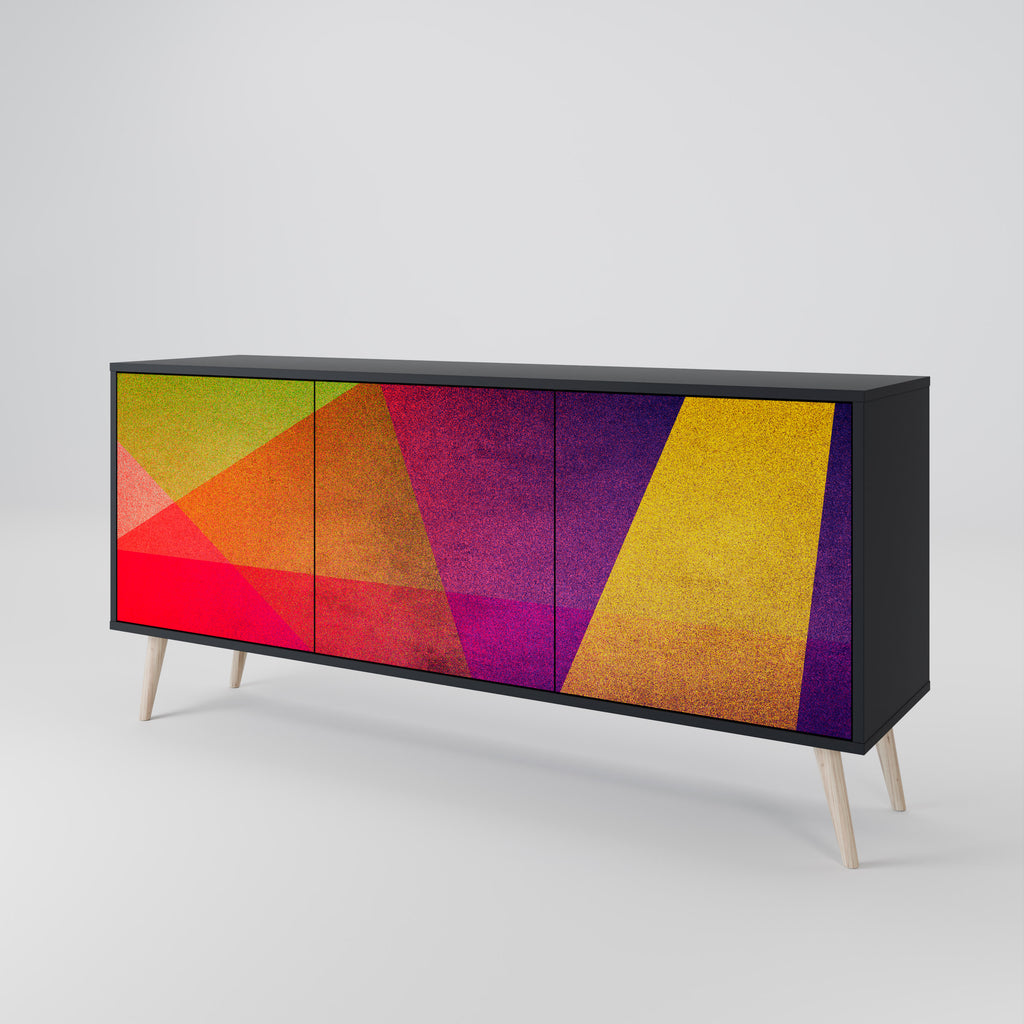 VIVID GEOMETRY 3-Door Sideboard in Black Finish