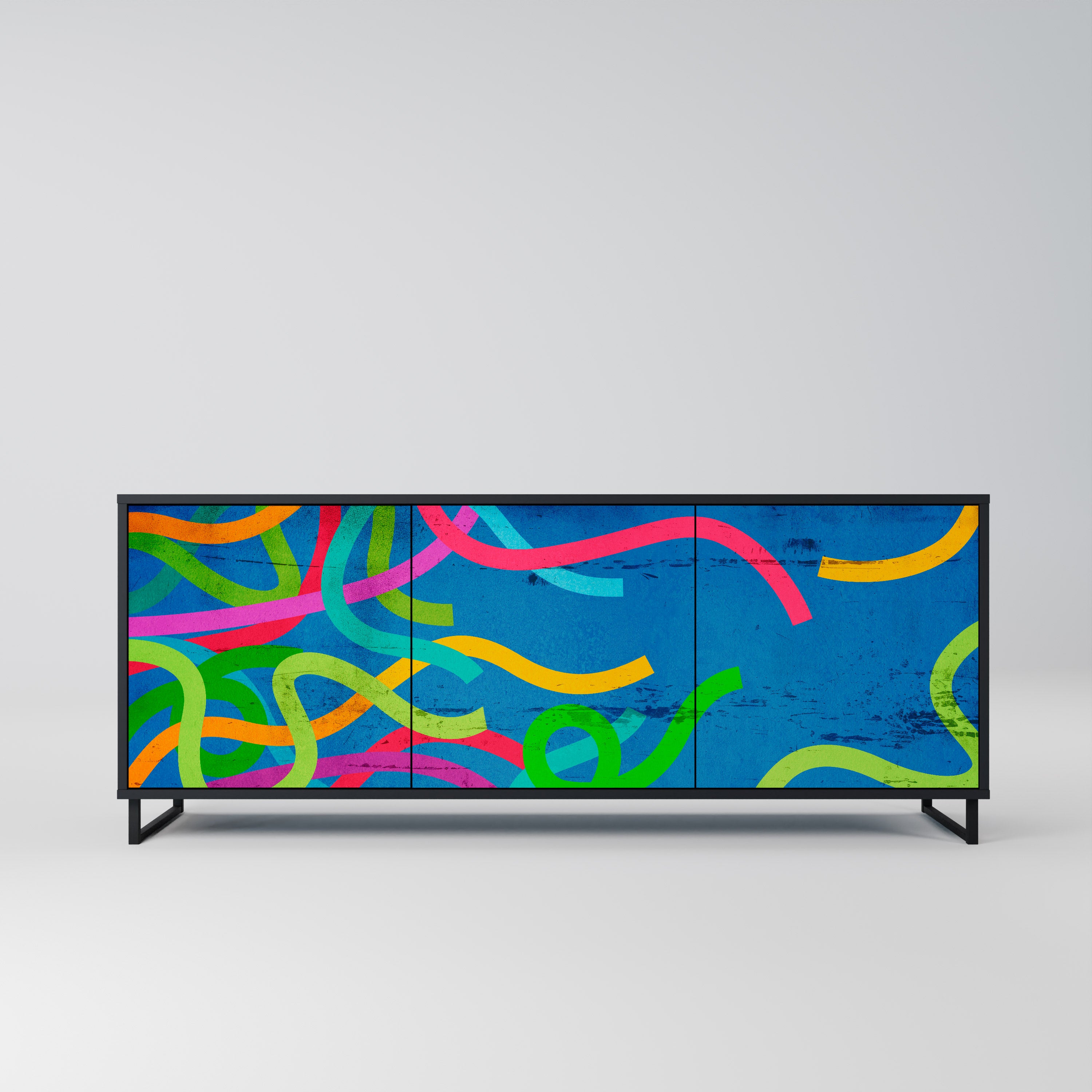 STREAMER TANGLE 3-Door Sideboard in Black Finish