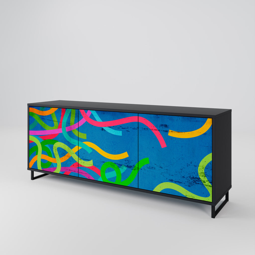 STREAMER TANGLE 3-Door Sideboard in Black Finish