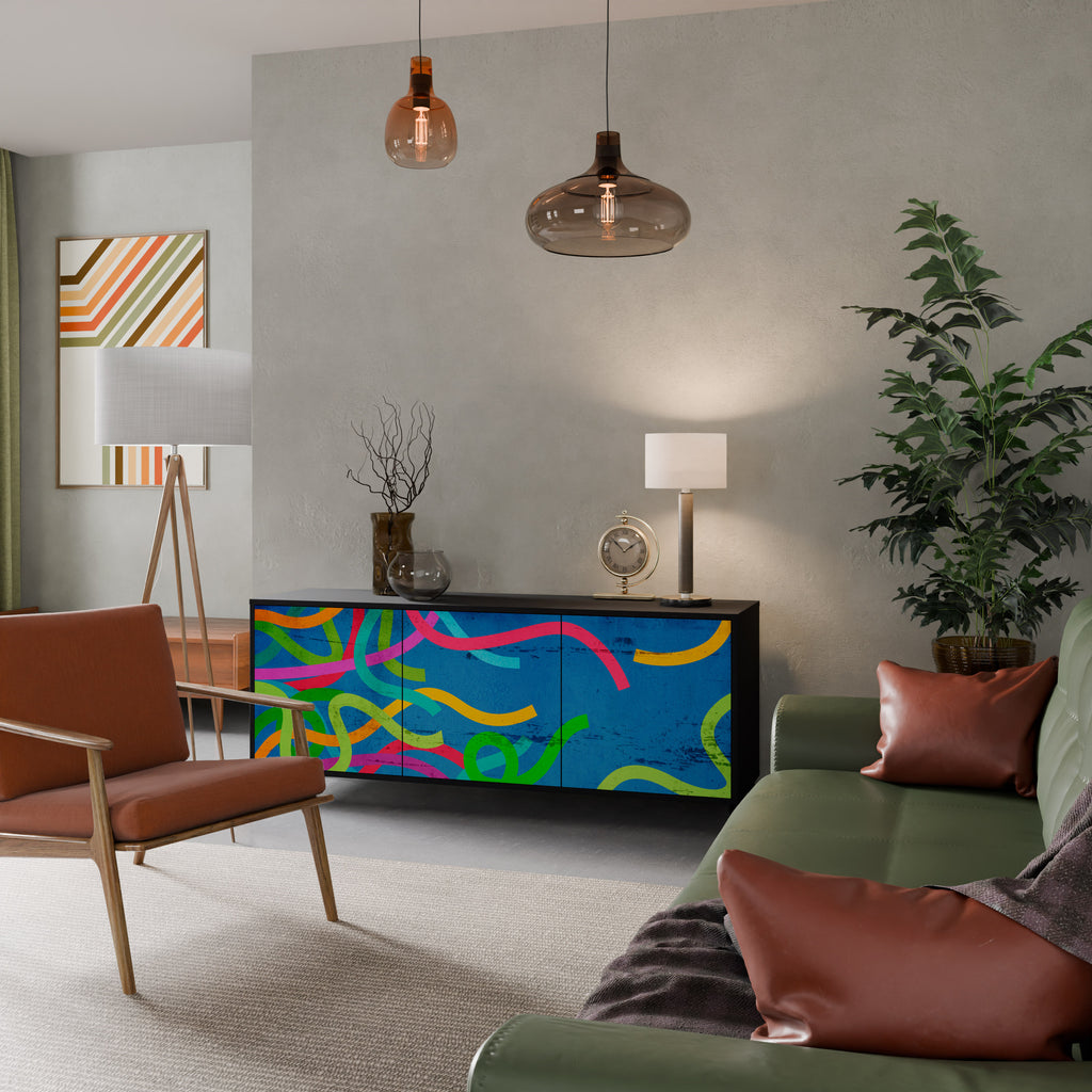 STREAMER TANGLE 3-Door Sideboard in Black Finish