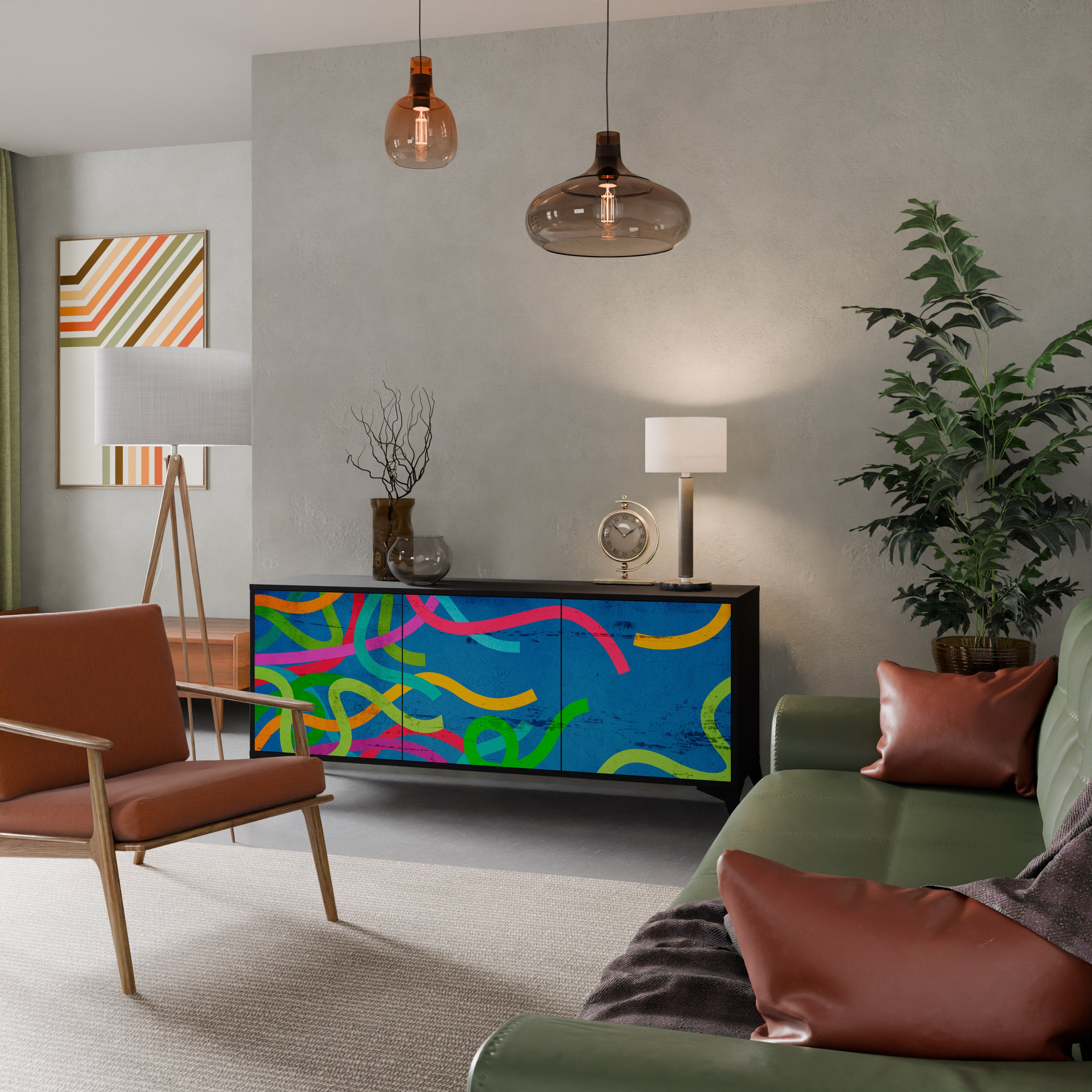 STREAMER TANGLE 3-Door Sideboard in Black Finish