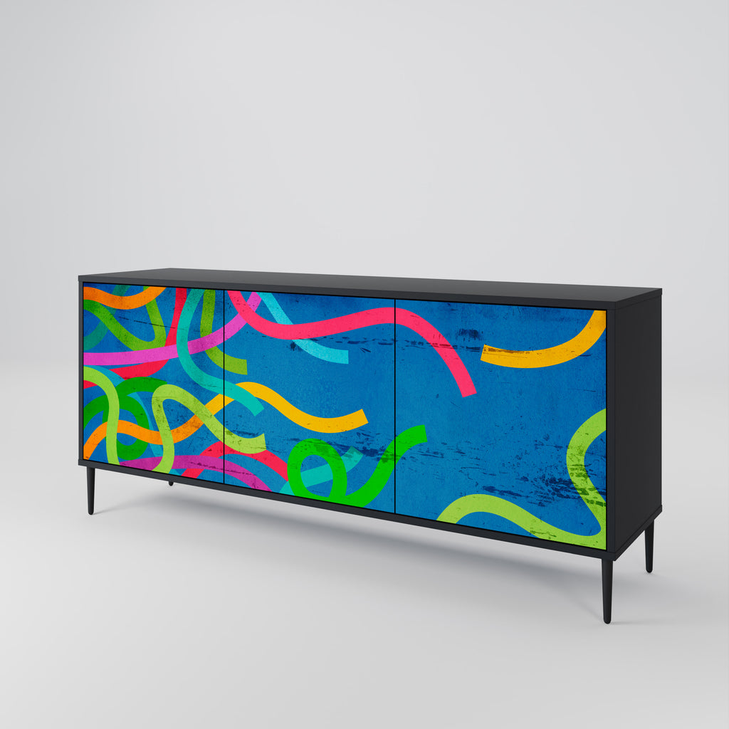 STREAMER TANGLE 3-Door Sideboard in Black Finish