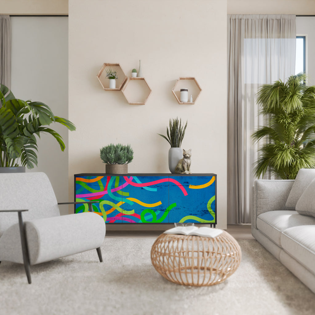 STREAMER TANGLE 3-Door Sideboard in Black Finish