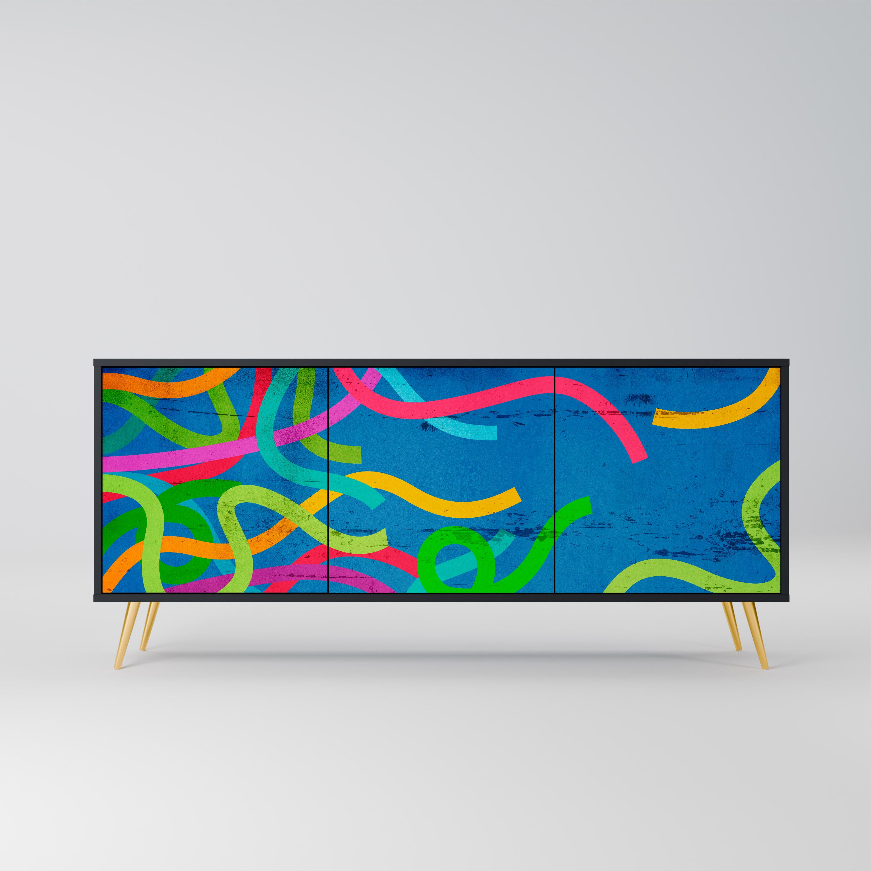 STREAMER TANGLE 3-Door Sideboard in Black Finish