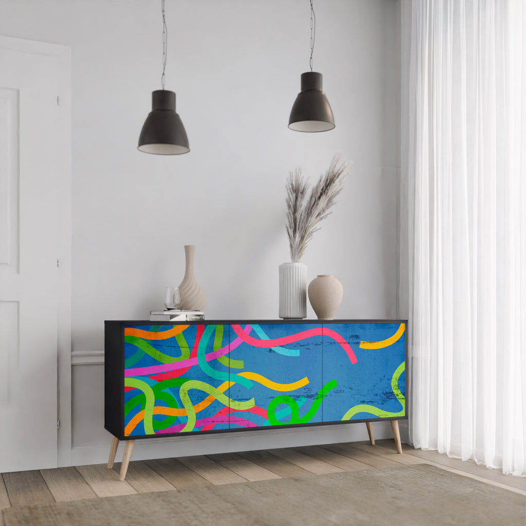 STREAMER TANGLE 3-Door Sideboard in Black Finish