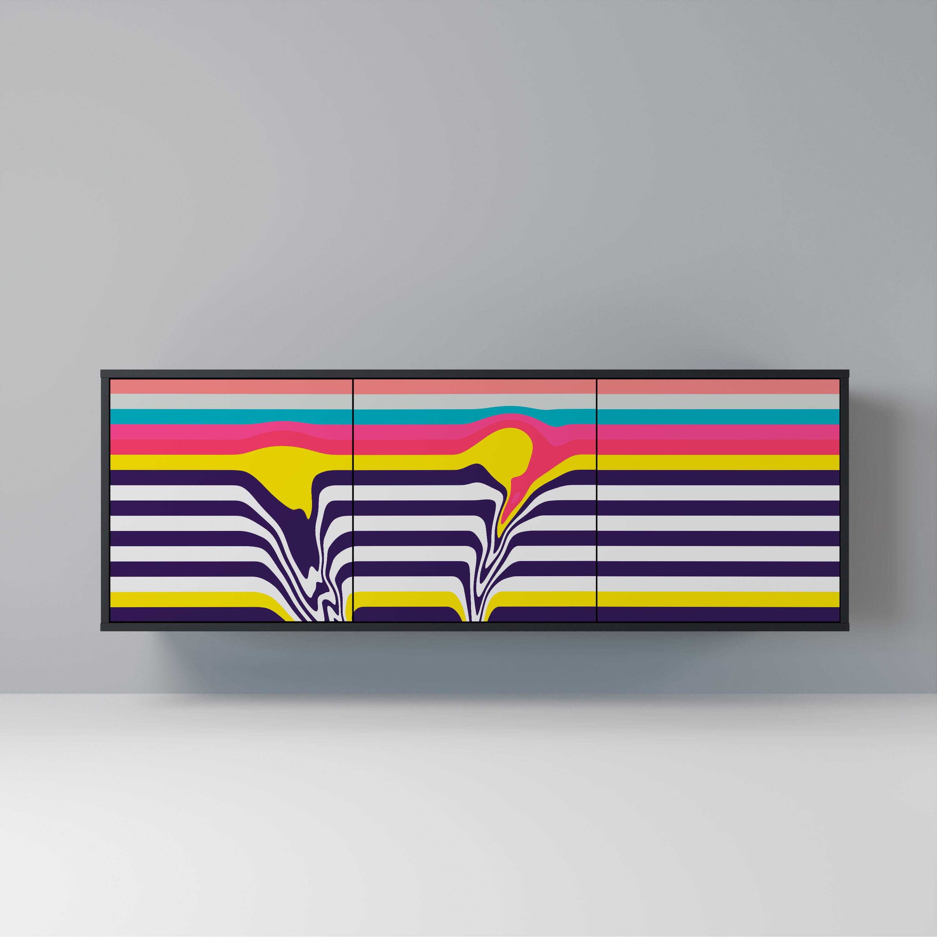 TONE COLLAPSE 3-Door Sideboard in Black Finish