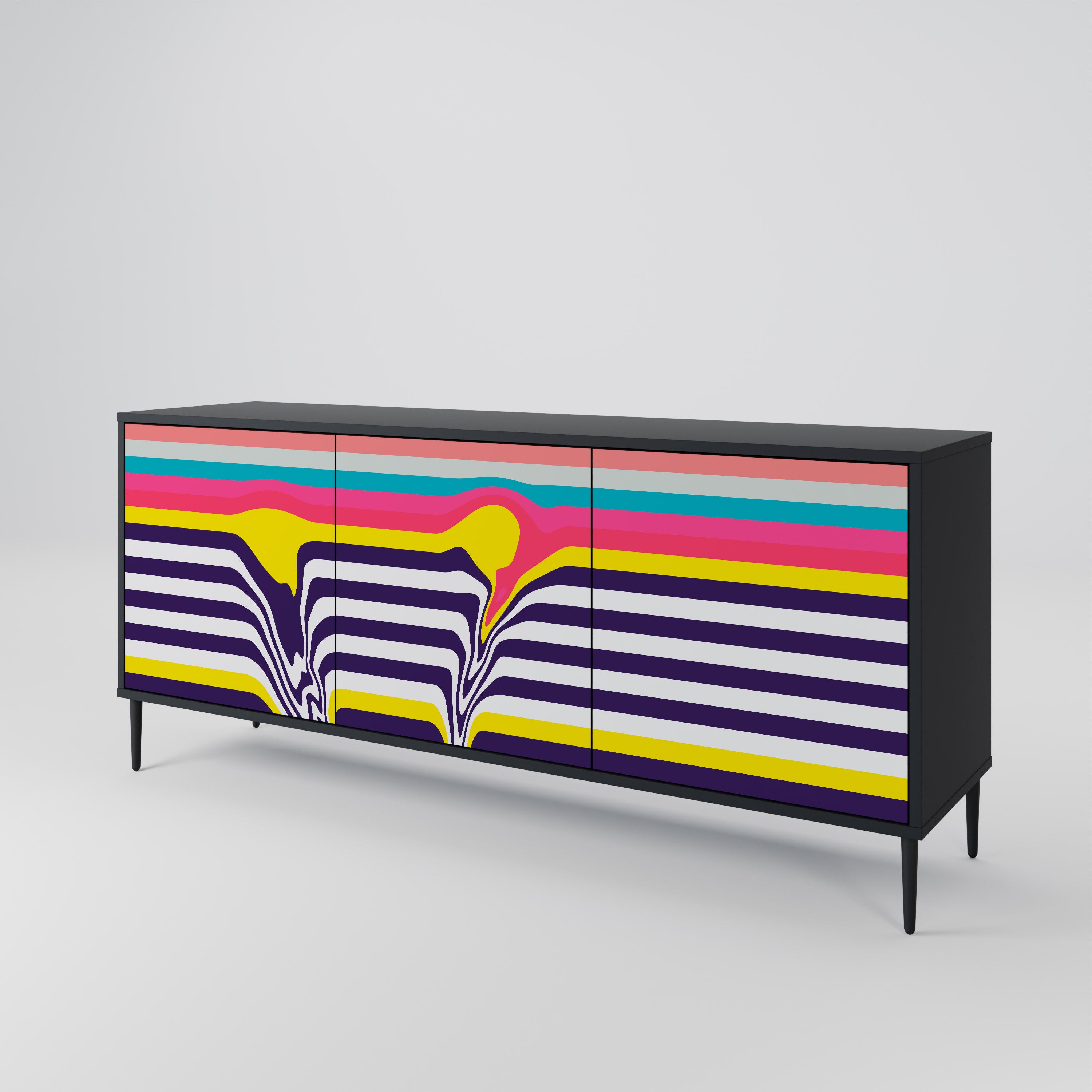 TONE COLLAPSE 3-Door Sideboard in Black Finish