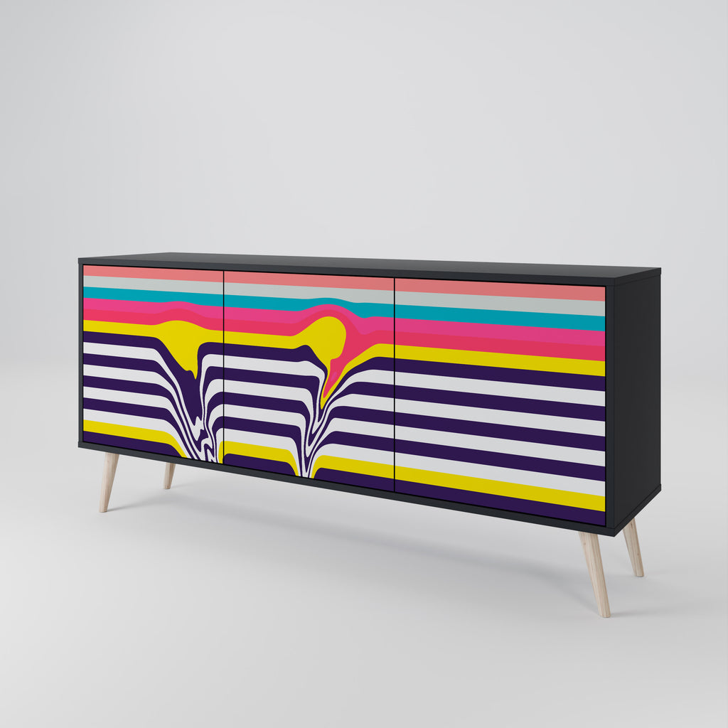 TONE COLLAPSE 3-Door Sideboard in Black Finish
