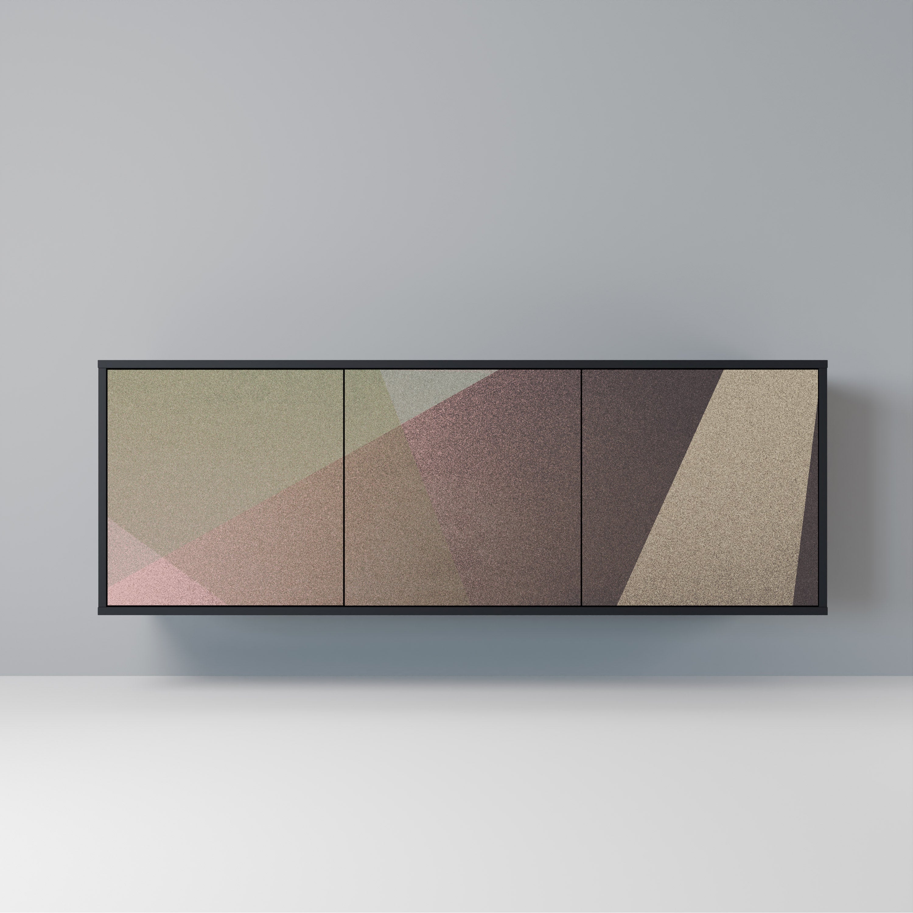 BEIGE GEOMETRY 3-Door Sideboard in Black Finish