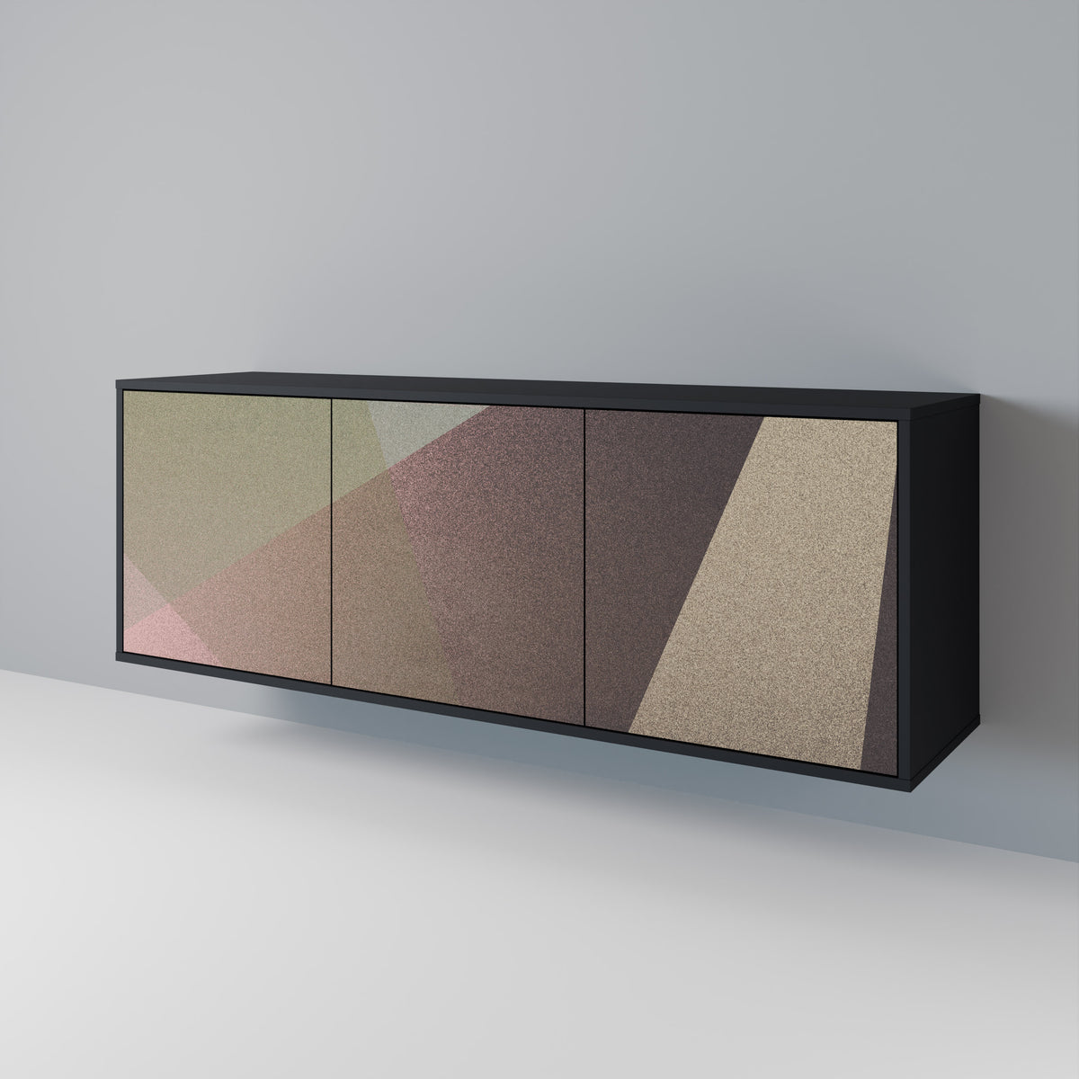 BEIGE GEOMETRY Aparador de 3 Puertas