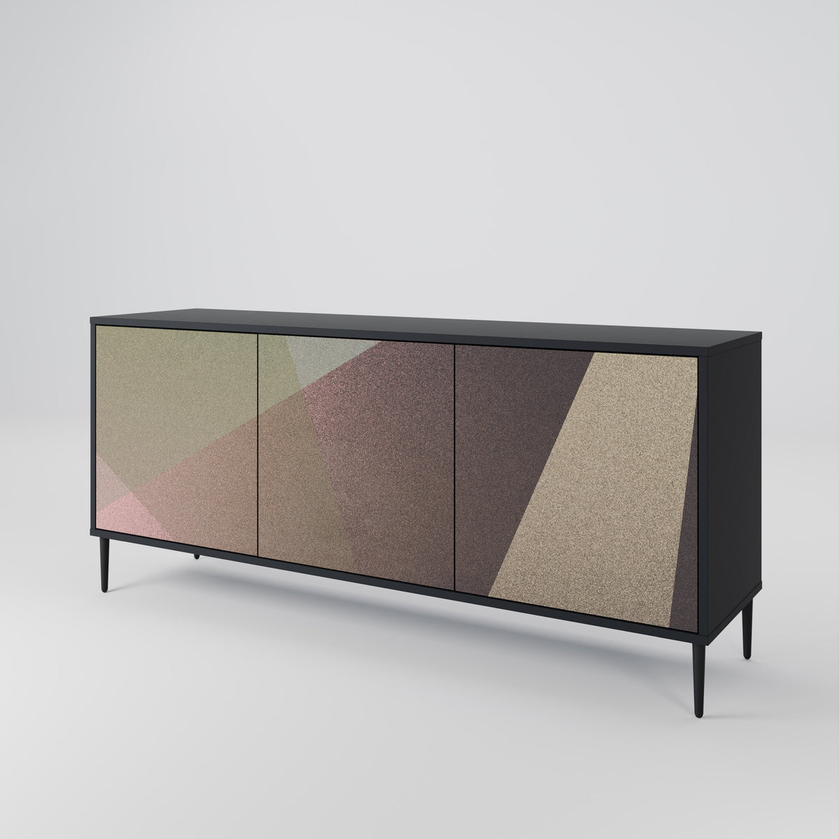 BEIGE GEOMETRY Aparador de 3 Puertas