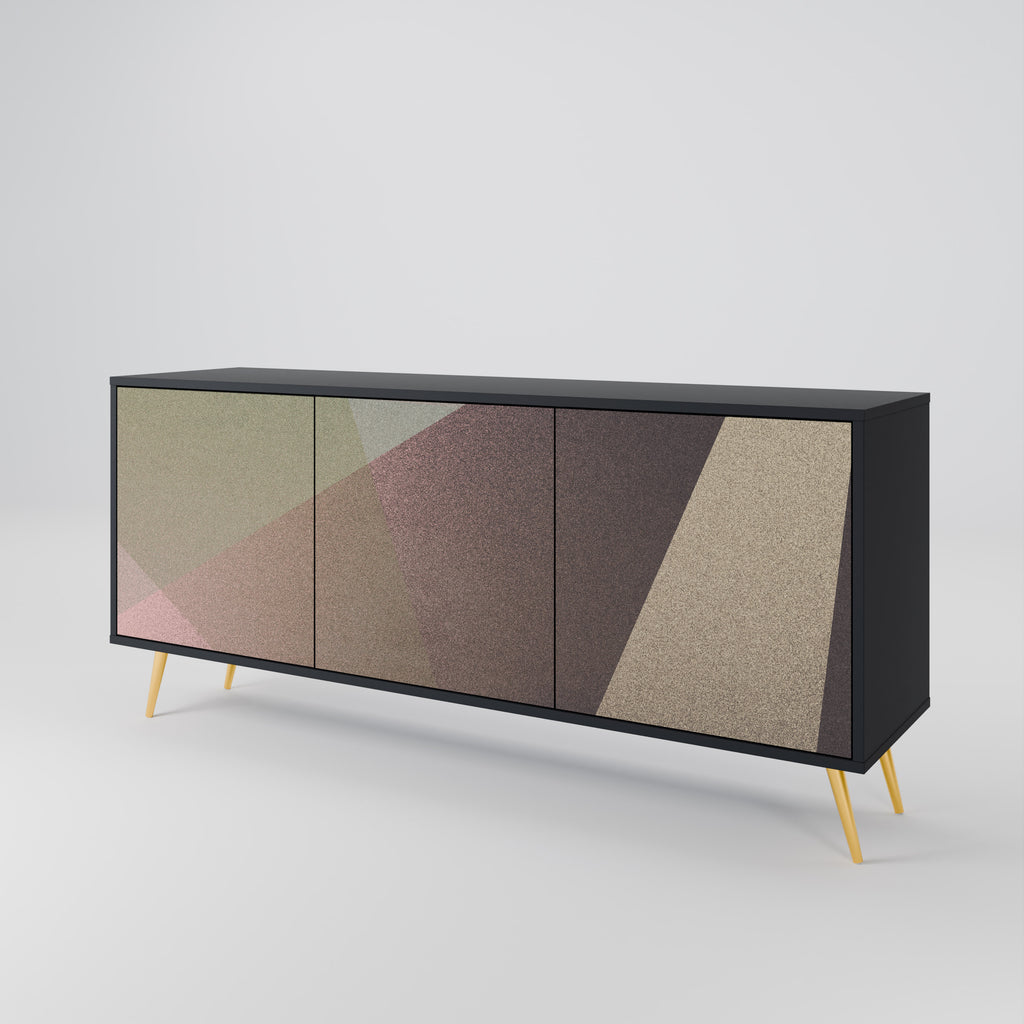 BEIGE GEOMETRY 3-Door Sideboard in Black Finish