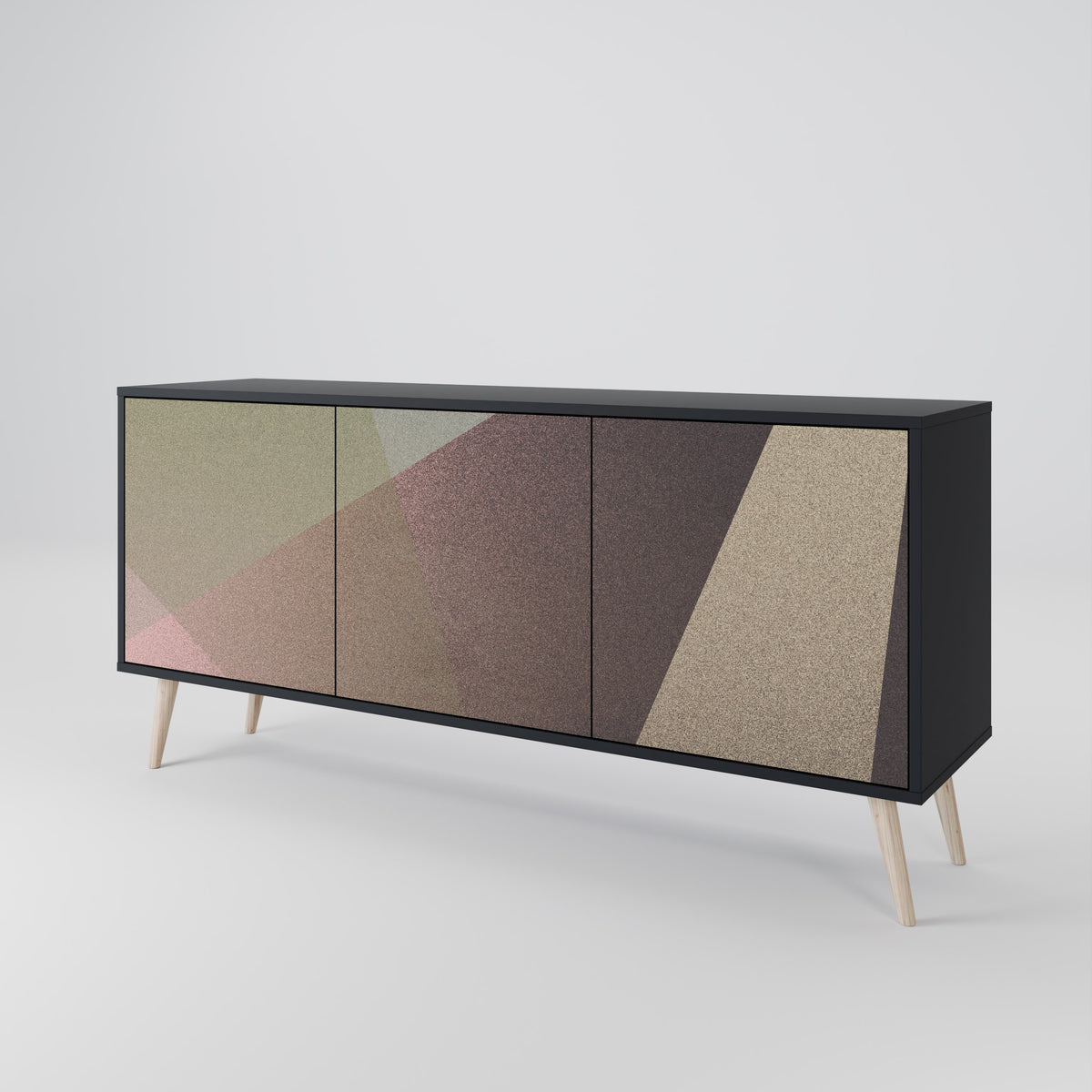 BEIGE GEOMETRY Aparador de 3 Puertas