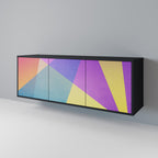 BRIGHT GEOMETRY 3-Door Sideboard in Black Finish