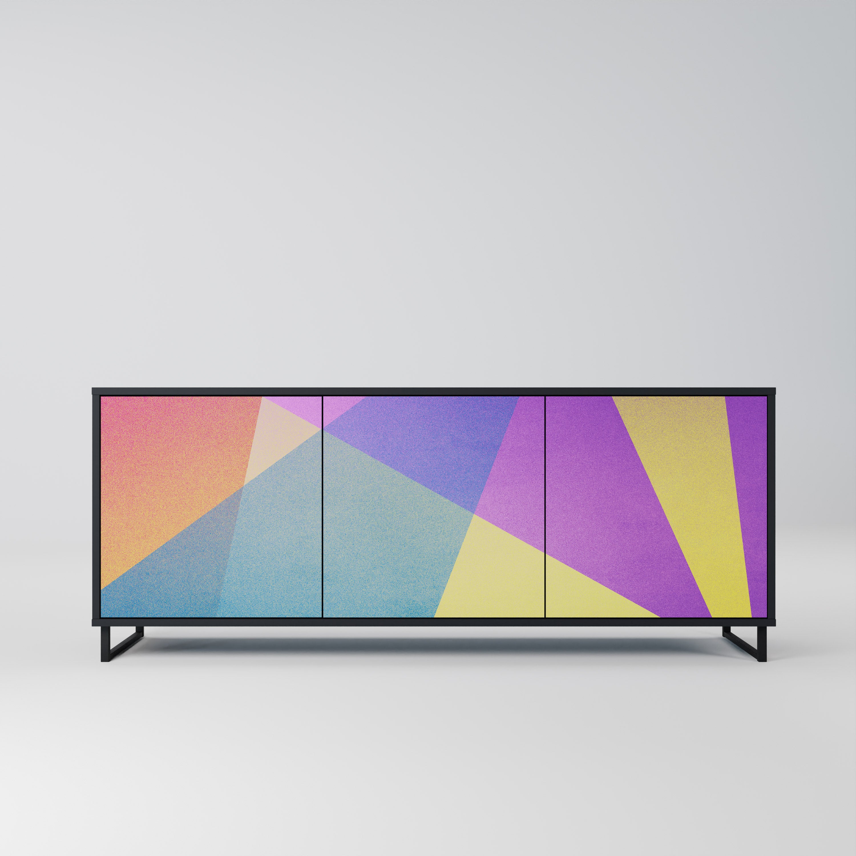 BRIGHT GEOMETRY 3-Door Sideboard in Black Finish
