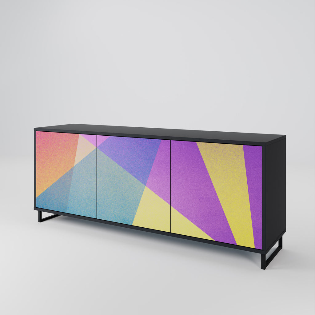 BRIGHT GEOMETRY 3-Door Sideboard in Black Finish