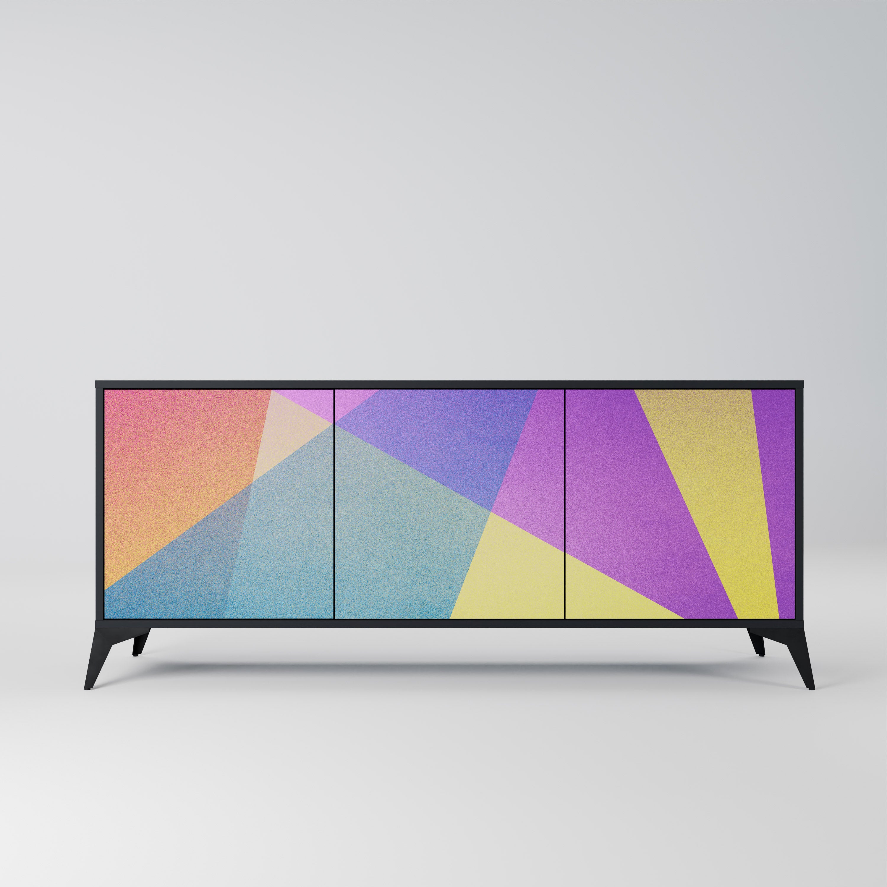 BRIGHT GEOMETRY 3-Door Sideboard in Black Finish