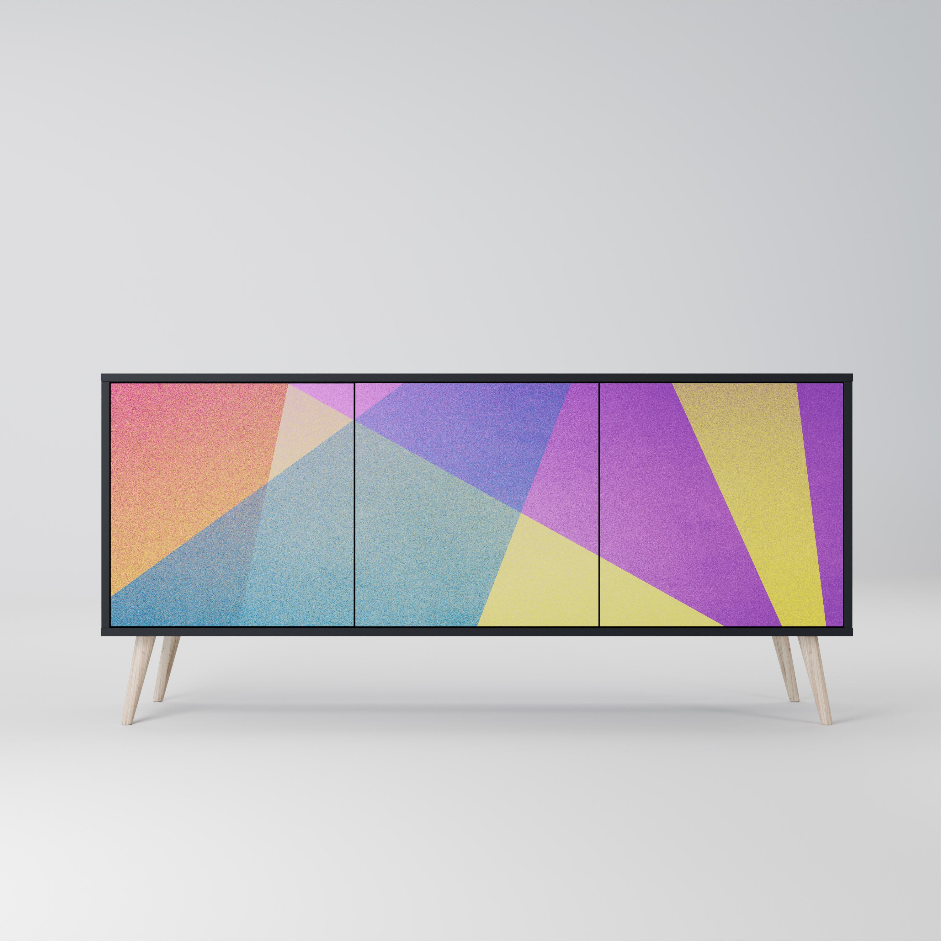 BRIGHT GEOMETRY 3-Door Sideboard in Black Finish