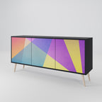 BRIGHT GEOMETRY 3-Door Sideboard in Black Finish