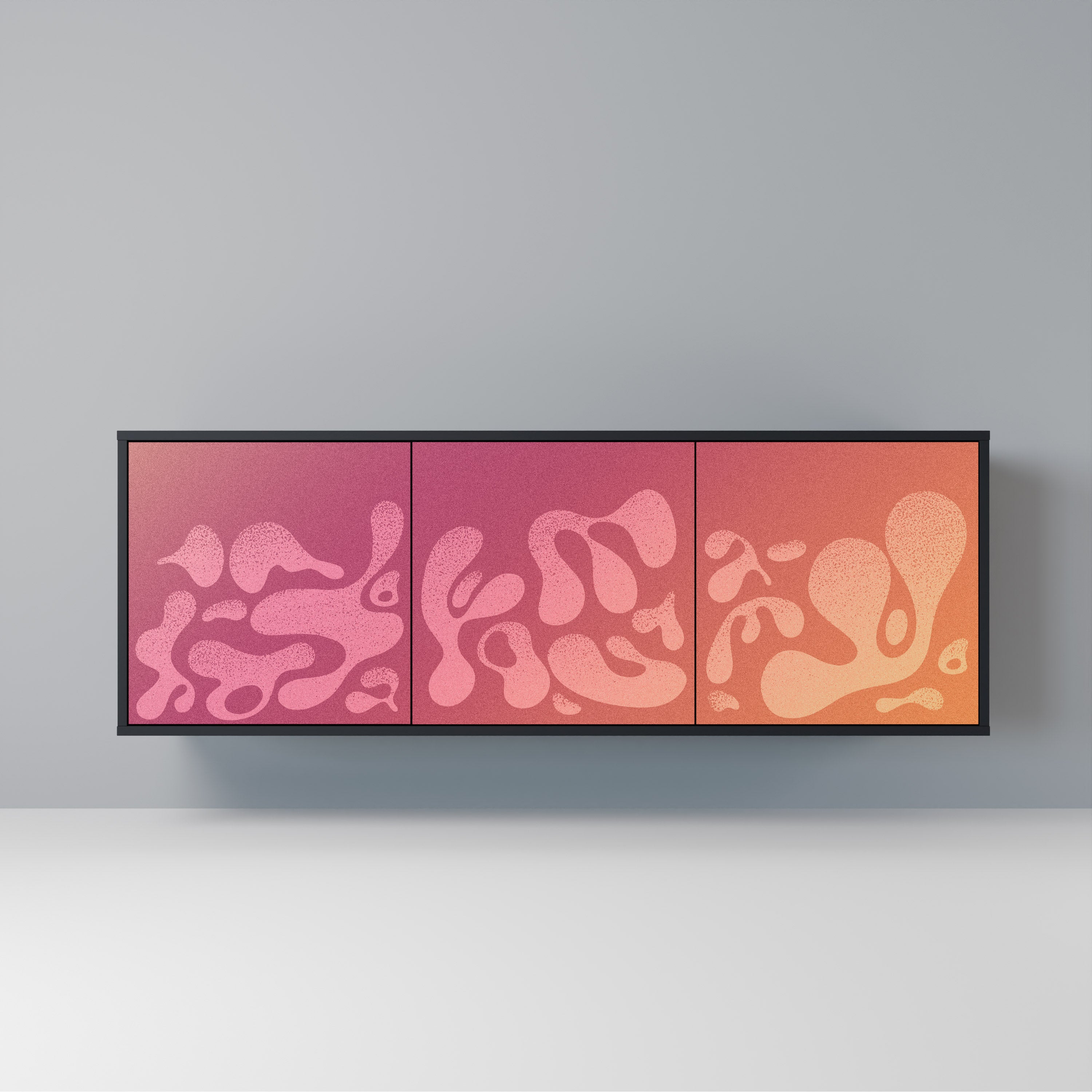 IRREGULAR PINK 3-Door Sideboard in Black Finish