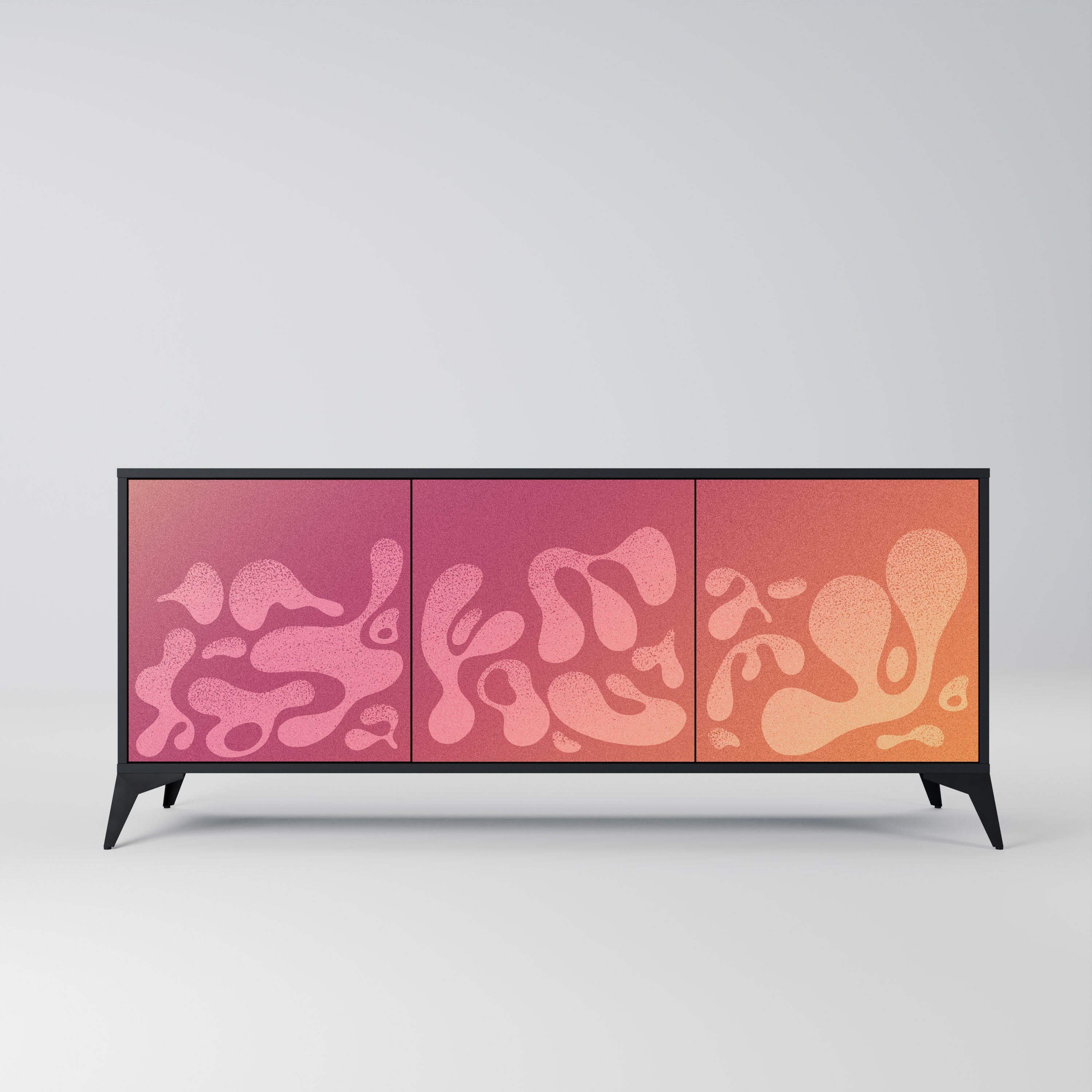 IRREGULAR PINK 3-Door Sideboard in Black Finish
