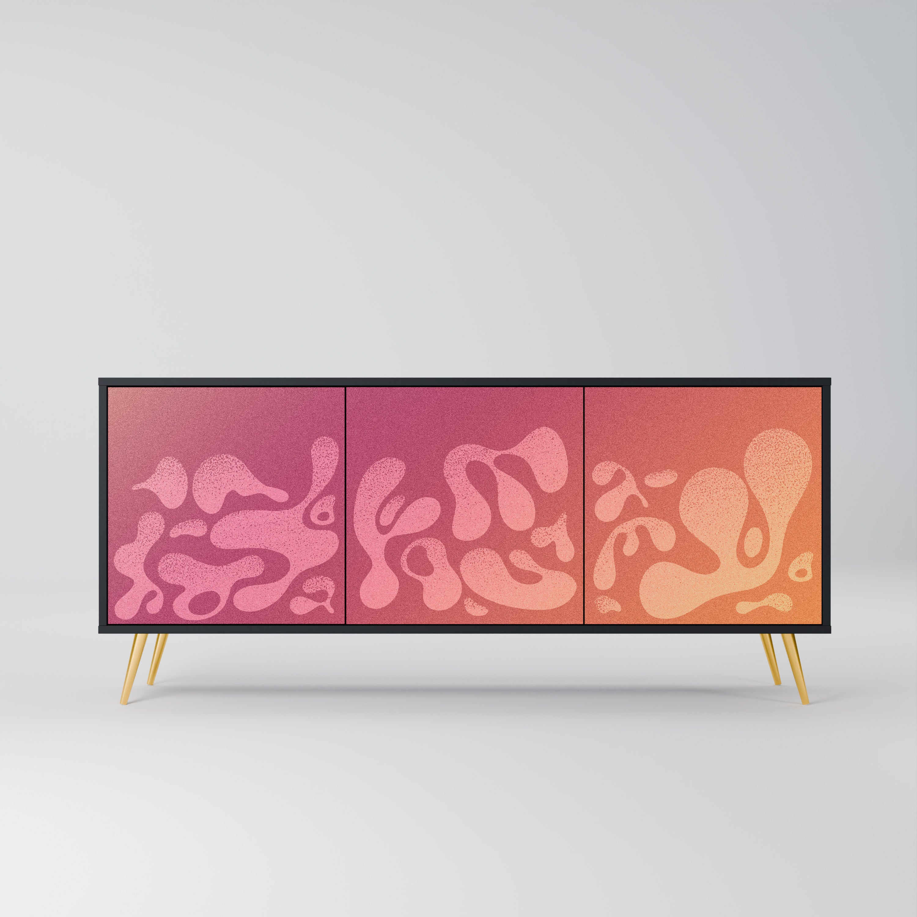 IRREGULAR PINK 3-Door Sideboard in Black Finish