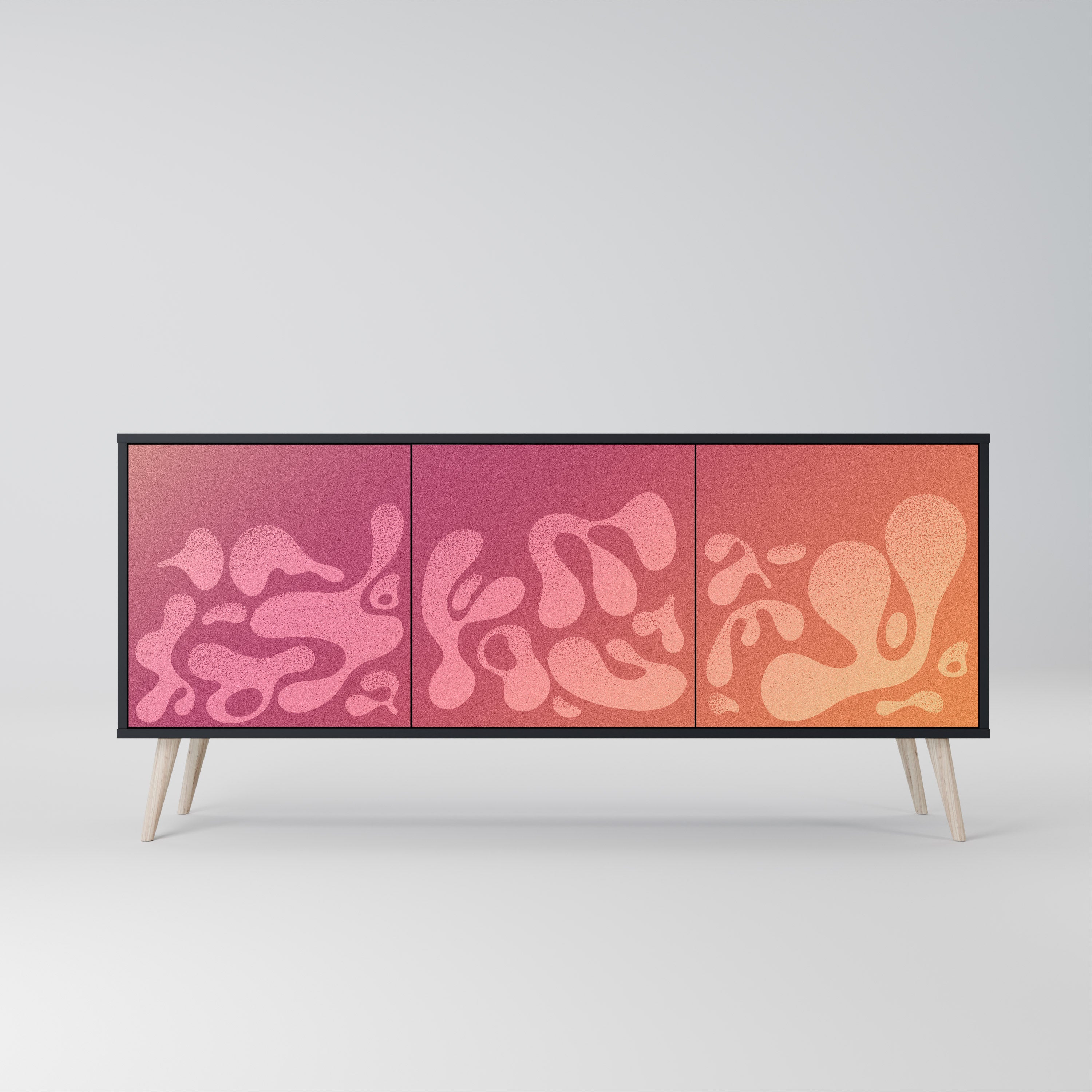IRREGULAR PINK 3-Door Sideboard in Black Finish
