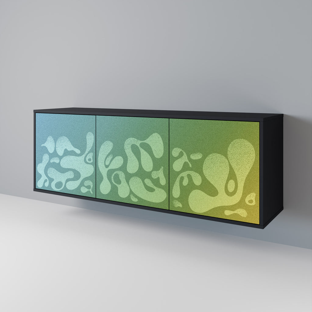 IRREGULAR BLUE 3-Door Sideboard in Black Finish